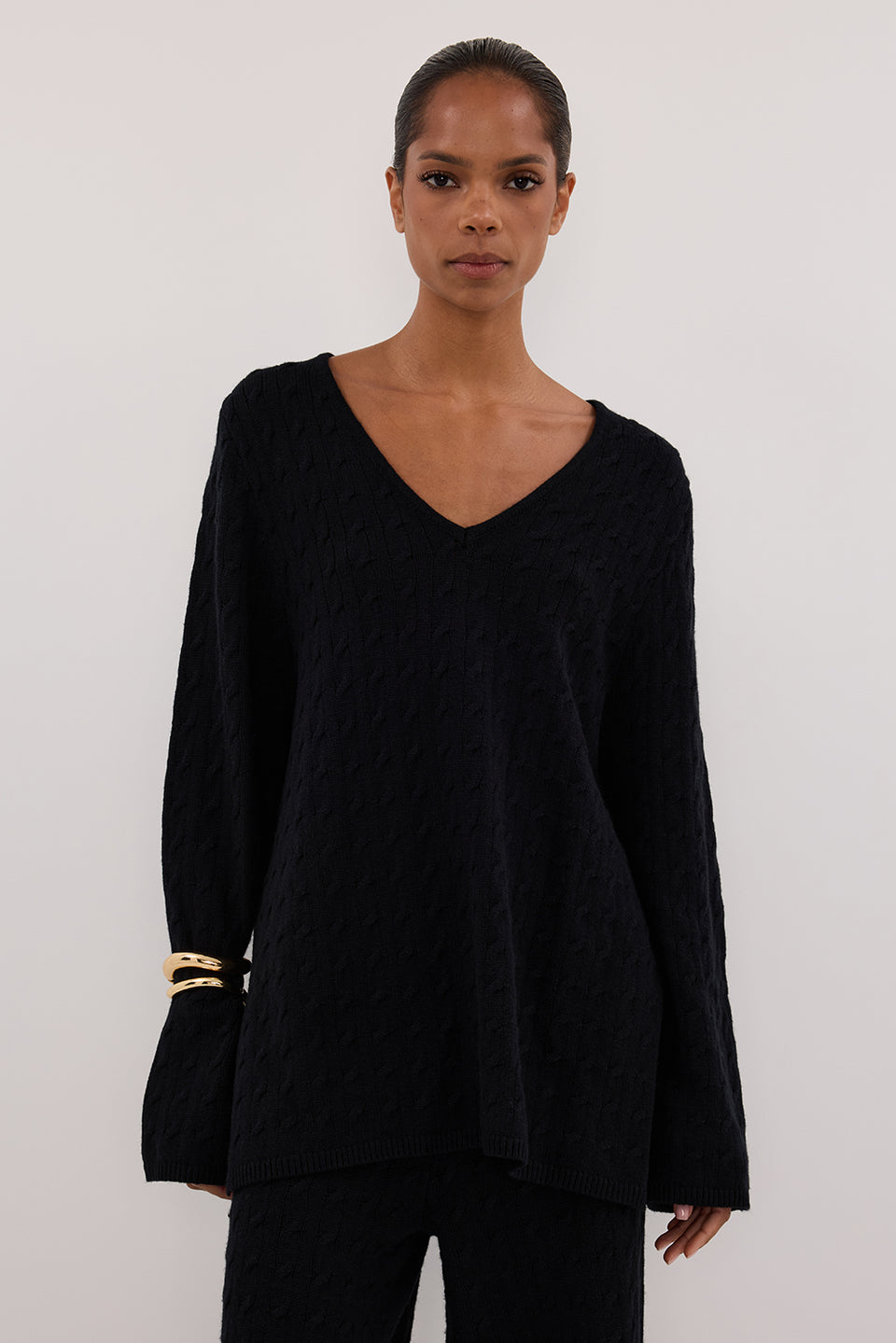 MAREN BLACK CABLE KNIT JUMPER