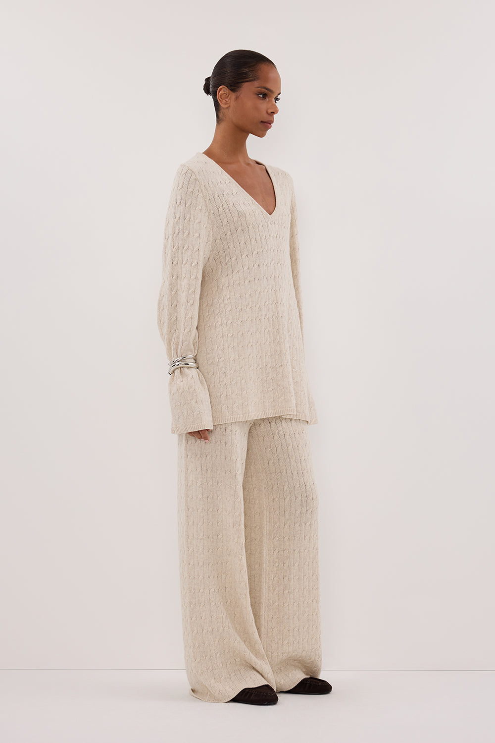 MAREN CHALK CABLE KNIT JUMPER