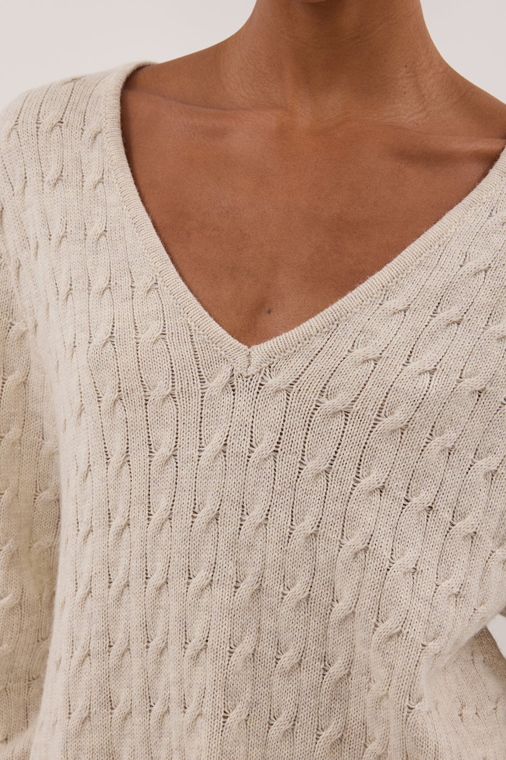 MAREN CHALK CABLE KNIT JUMPER