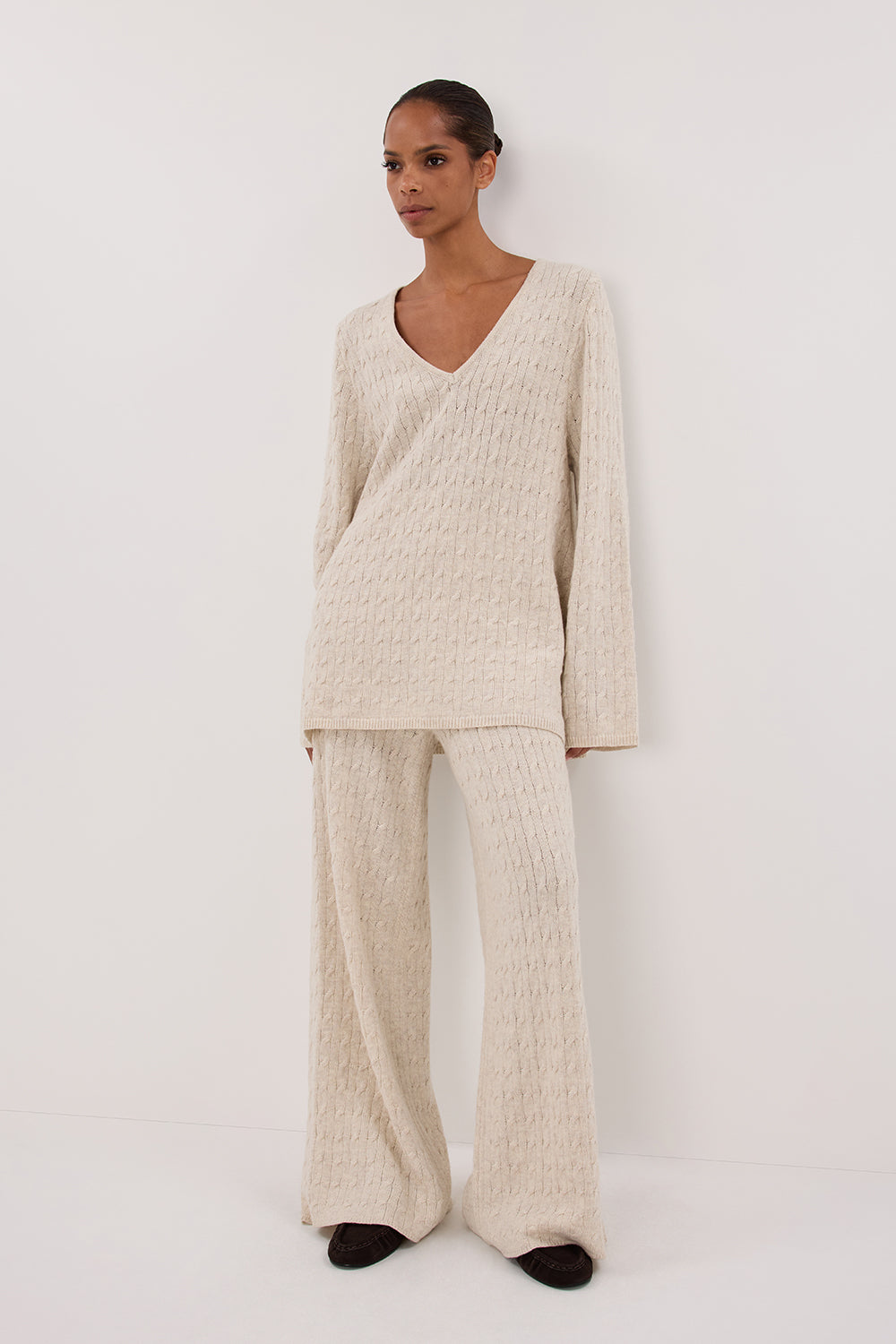 MAREN CHALK CABLE KNIT JUMPER