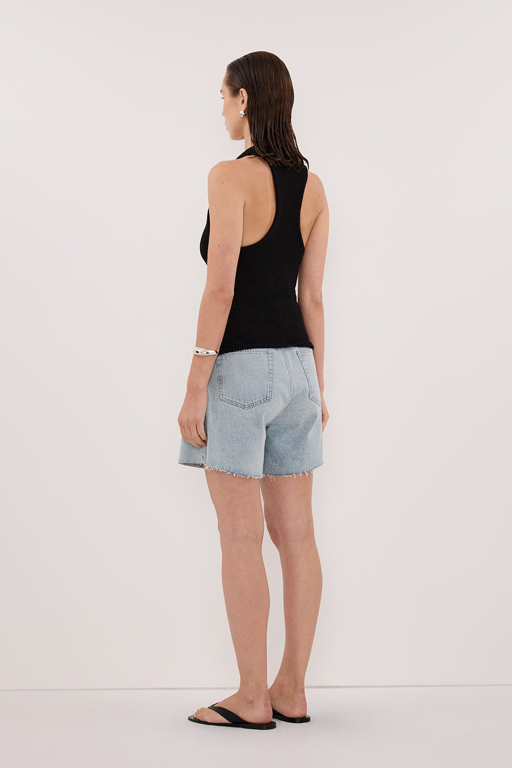 ASPEN BLACK SLEEVELESS RACER KNIT TOP