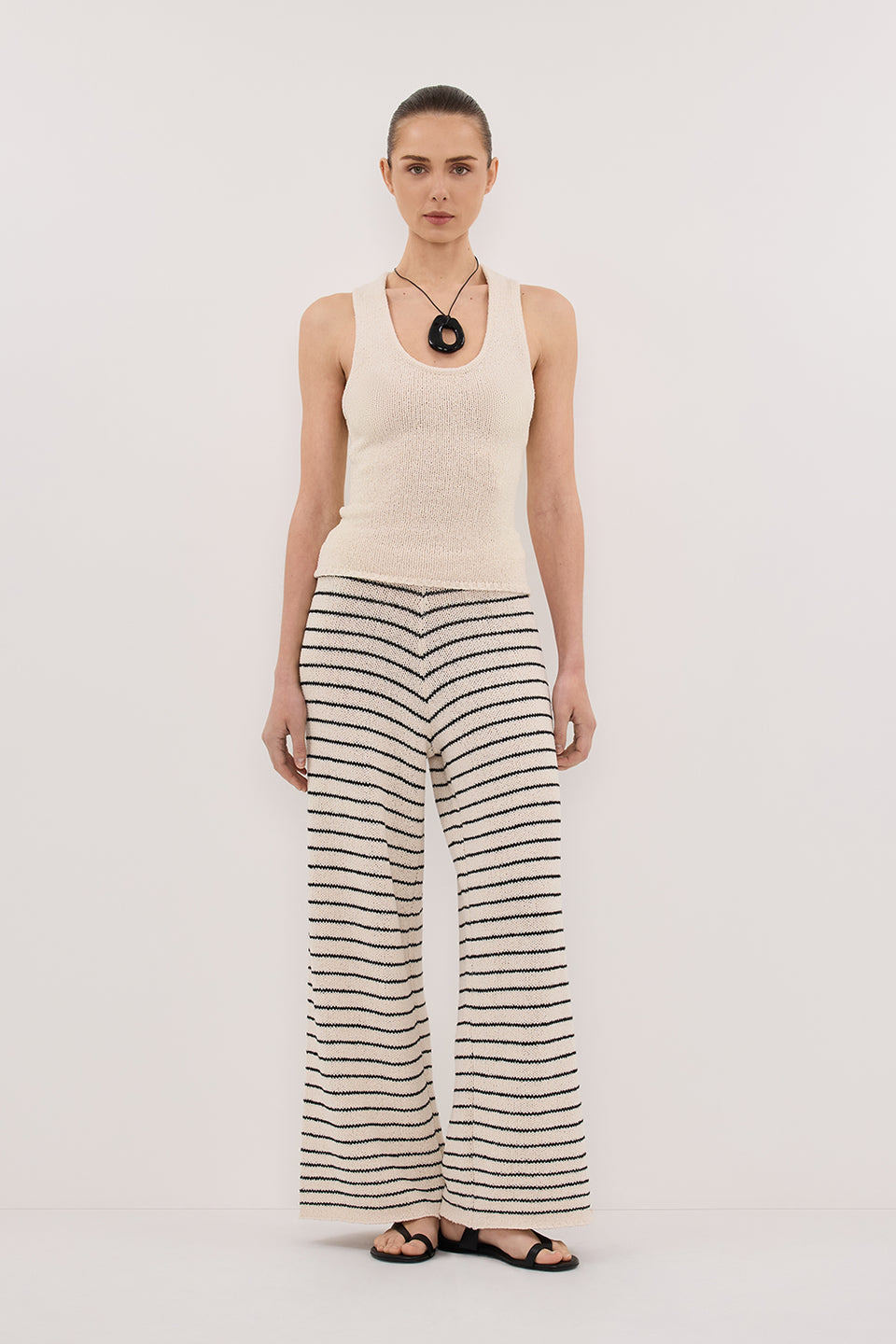 ASPEN SANDSTONE SLEEVELESS RACER KNIT TOP
