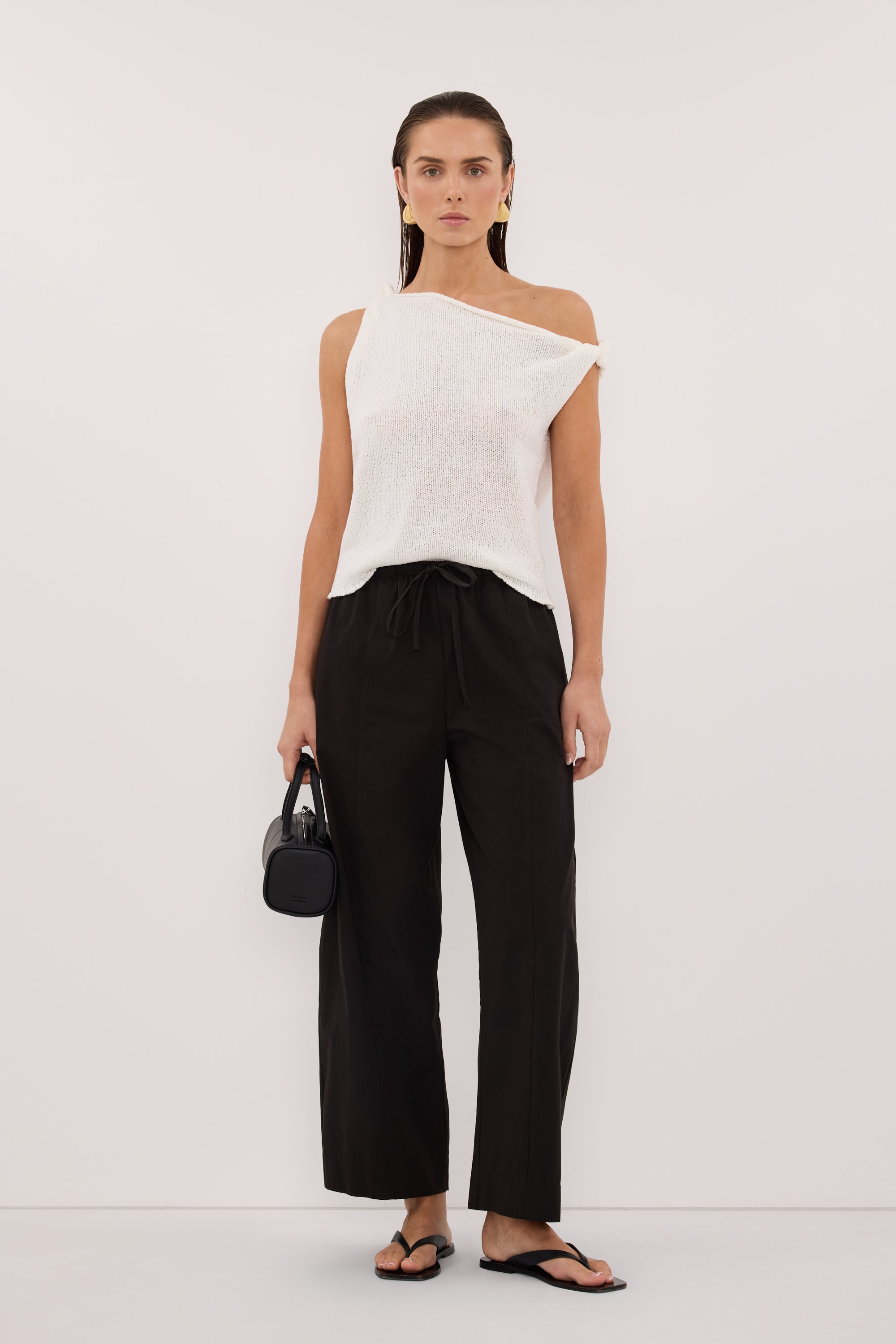 KARA OFF WHITE ASYM KNIT TOP