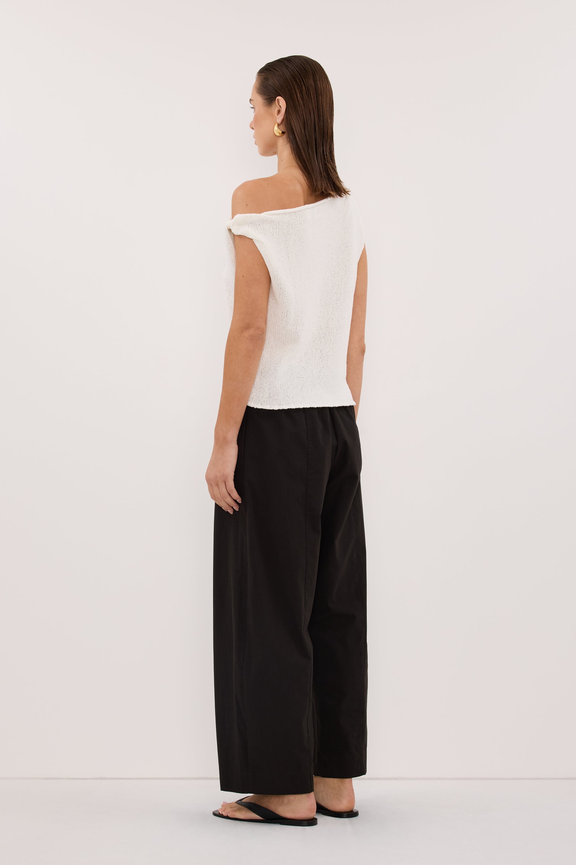 KARA OFF WHITE ASYM KNIT TOP
