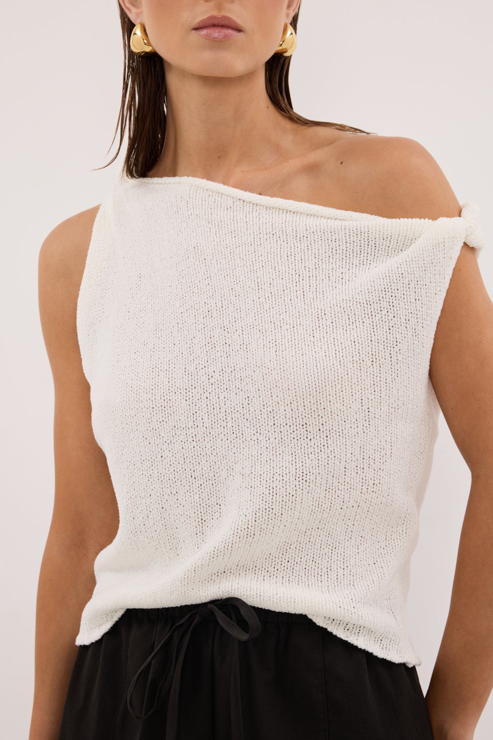 KARA OFF WHITE ASYM KNIT TOP