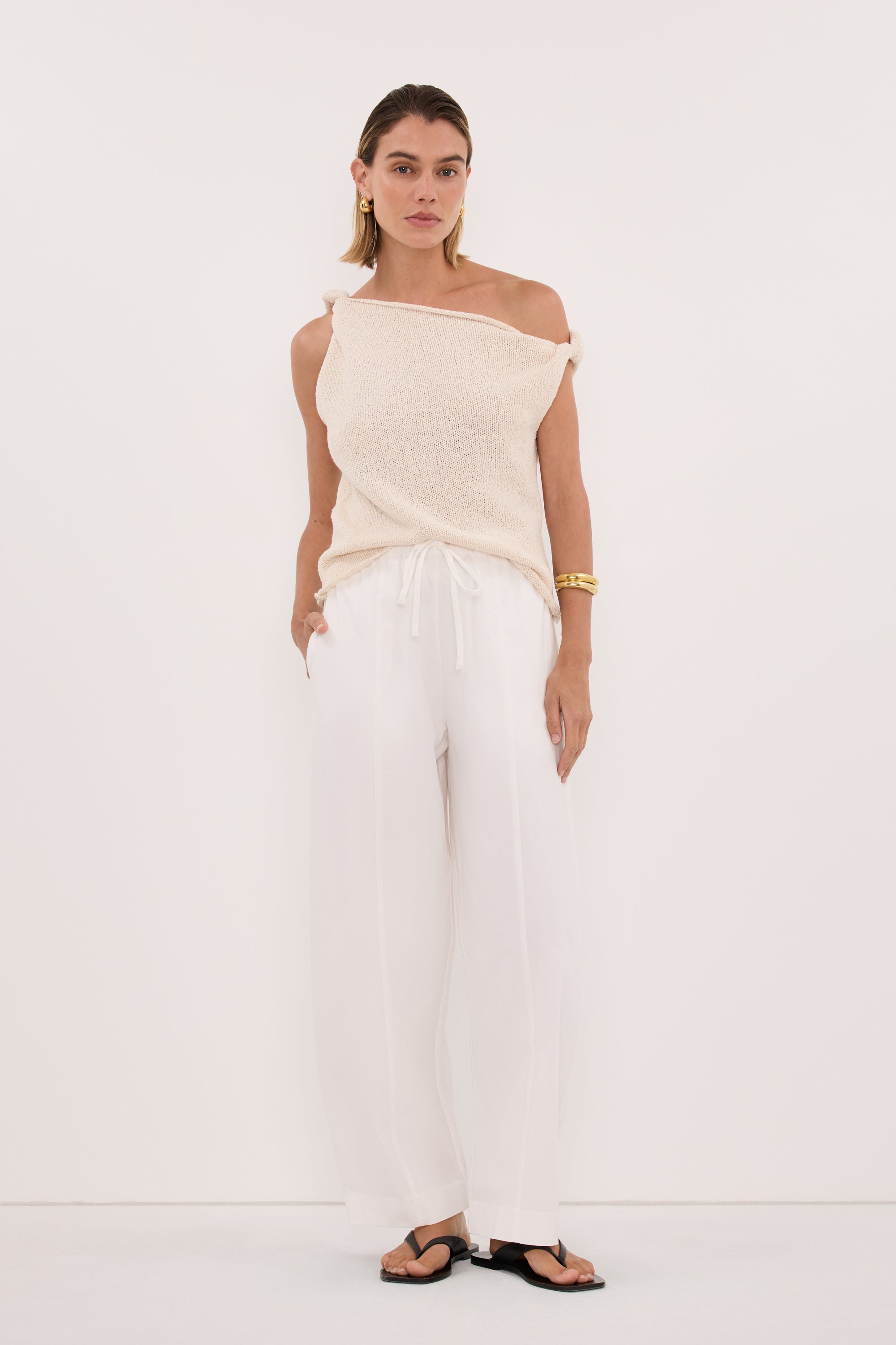 KARA SANDSTONE ASYM KNIT TOP