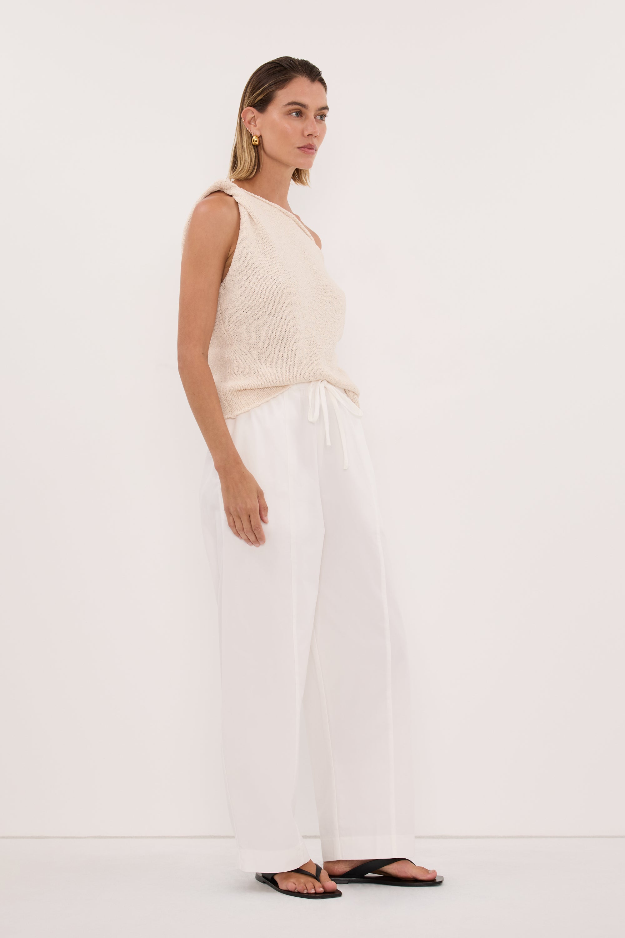 KARA SANDSTONE ASYM KNIT TOP