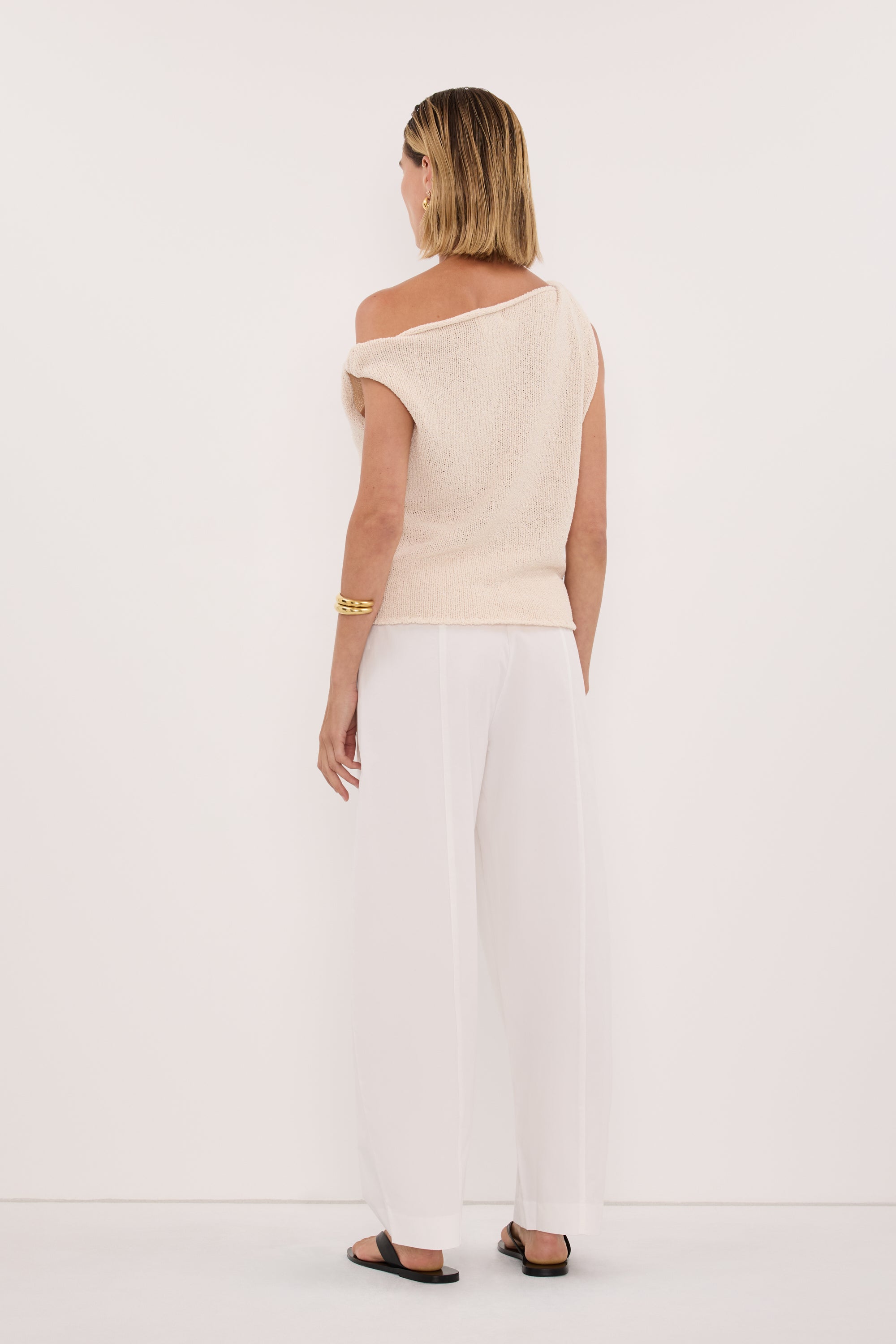 KARA SANDSTONE ASYM KNIT TOP