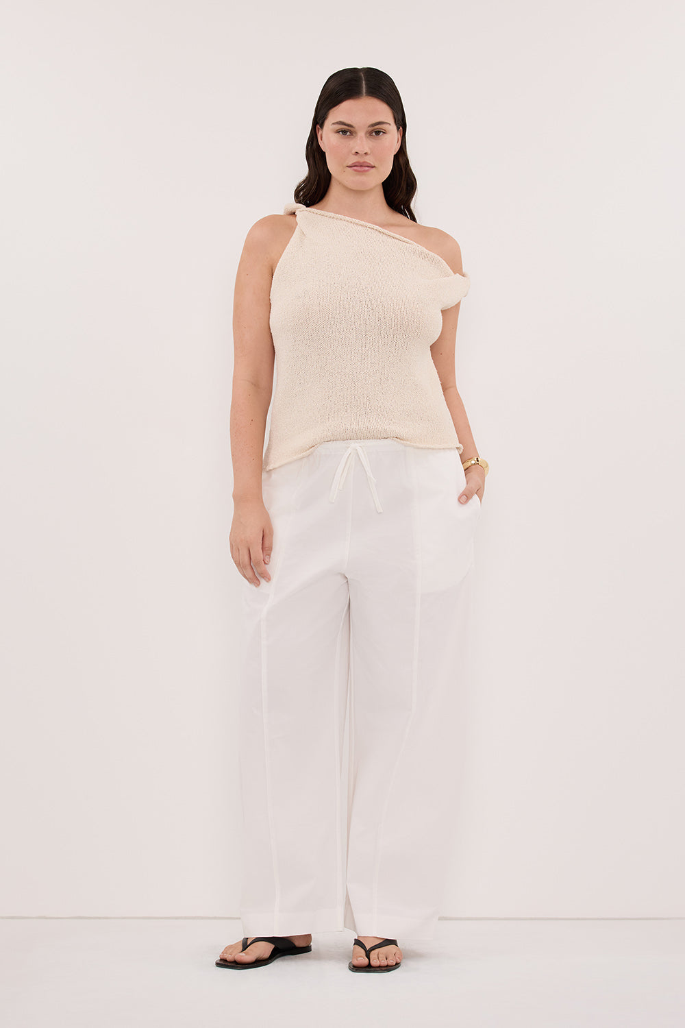 KARA SANDSTONE ASYM KNIT TOP