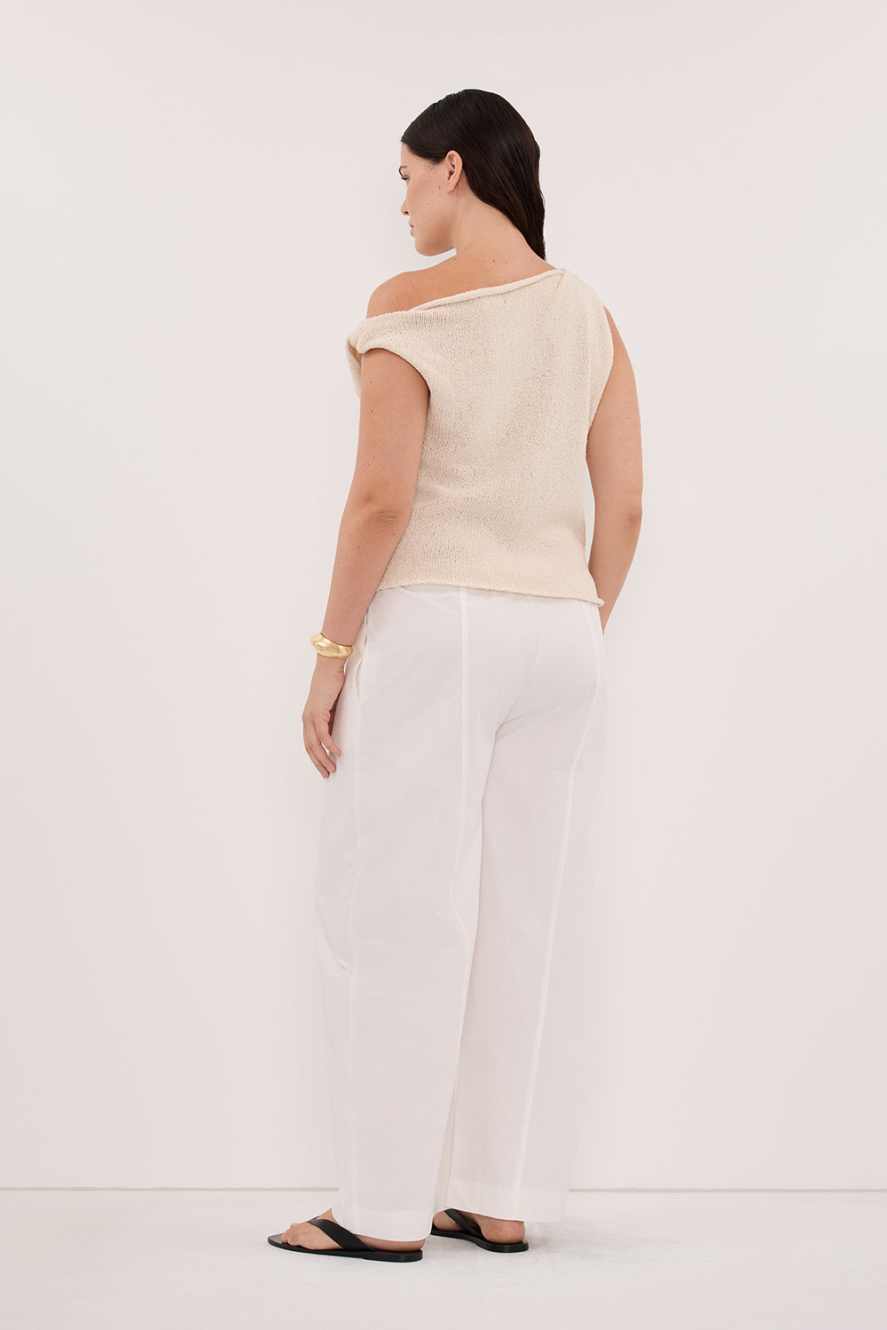 KARA SANDSTONE ASYM KNIT TOP