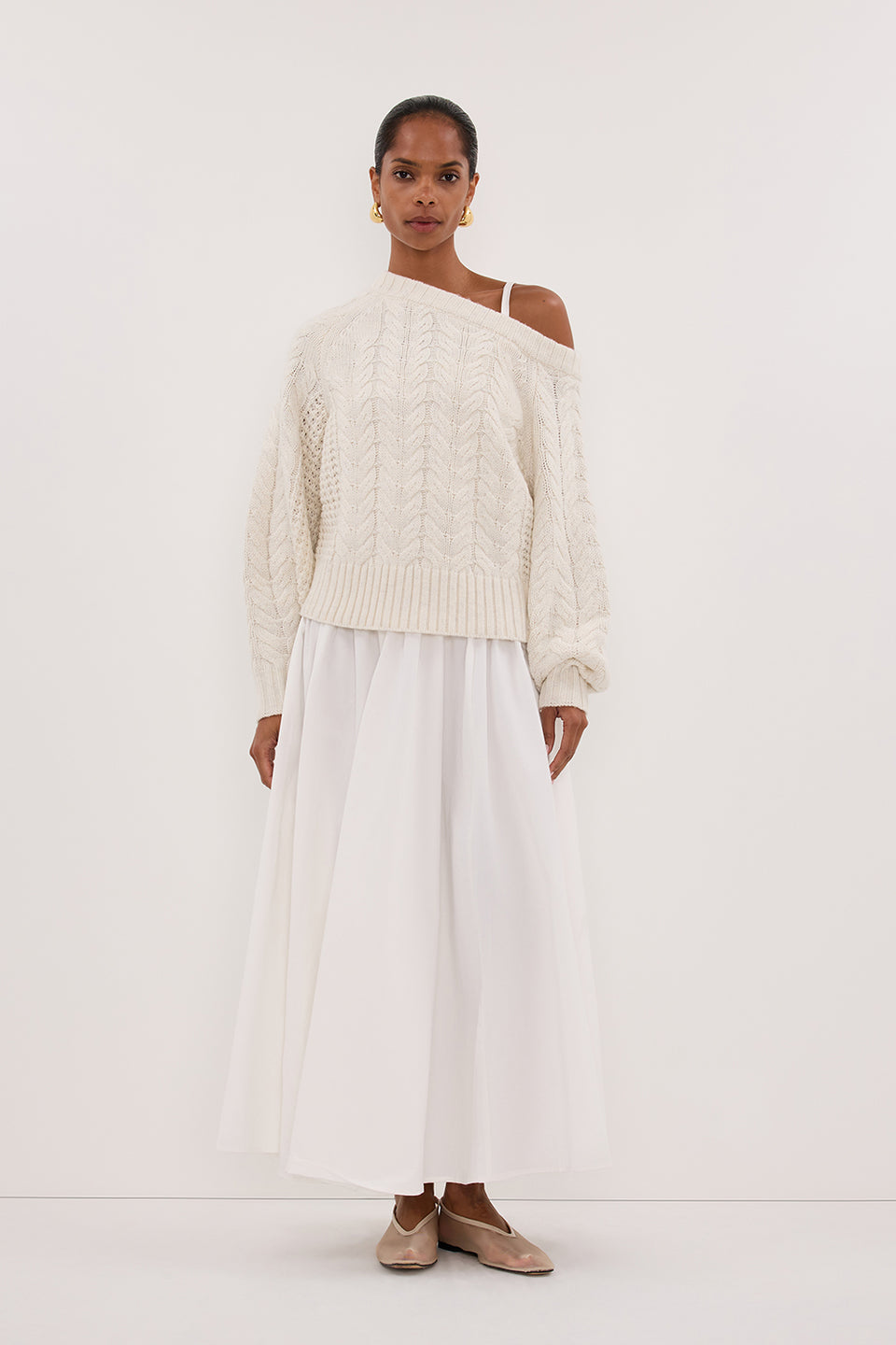 TOM CREAM ASYM KNIT JUMPER