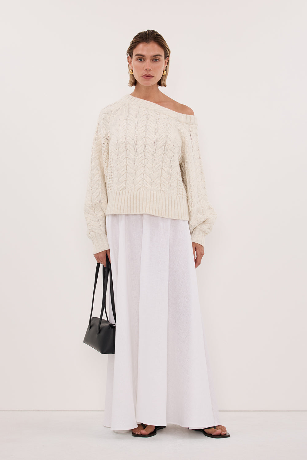 TOM CREAM ASYM KNIT JUMPER