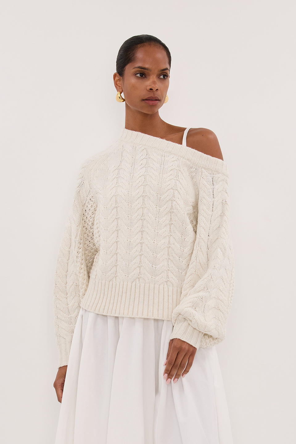 TOM CREAM ASYM KNIT JUMPER