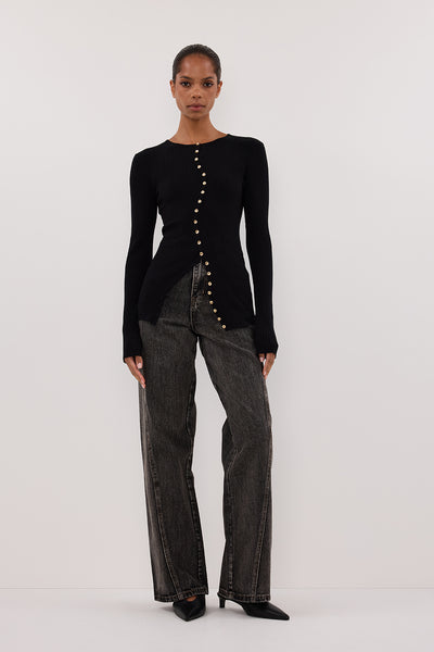 AMBER BLACK LONG SLEEVE KNIT CARDIGAN – DISSH AMBER BLACK LONG SLEEVE KNIT CARDIGAN – DISSH