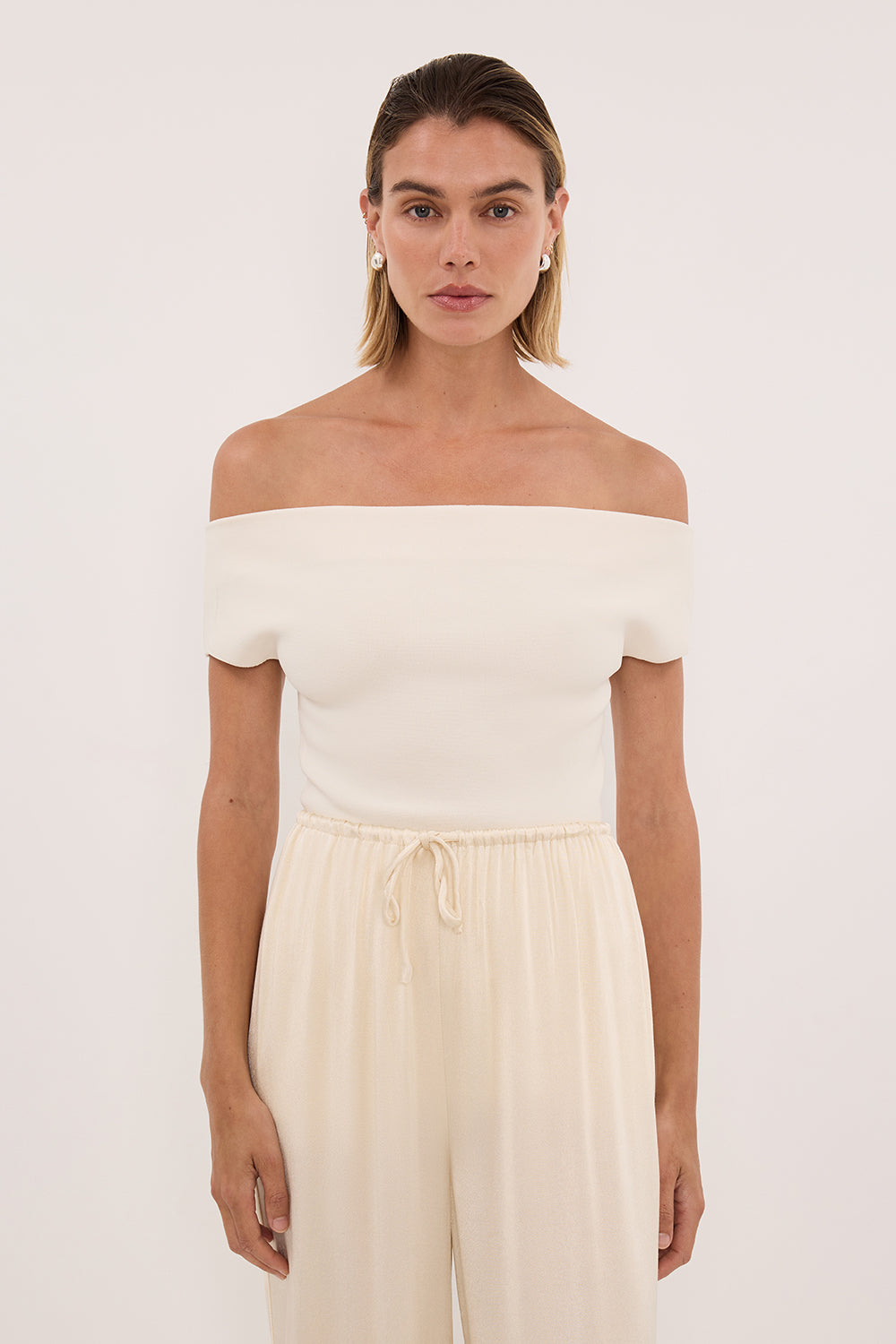 ASTRID PLASTER OFF SHOULDER KNIT TOP