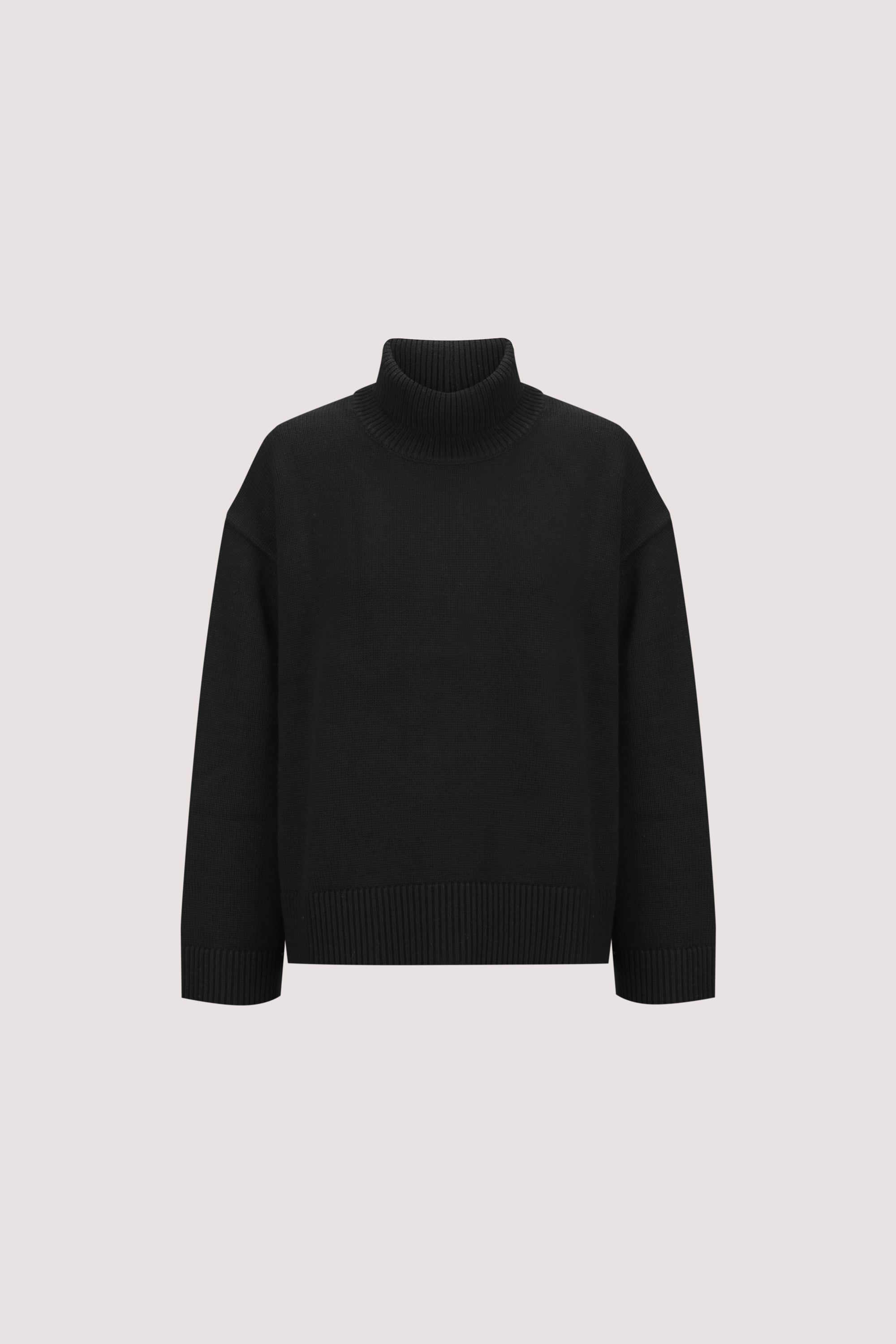 ELLA BLACK TURNBACK NECK KNIT JUMPER