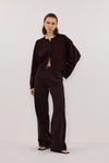 PAIGE CHOC WOOL KNIT CARDIGAN