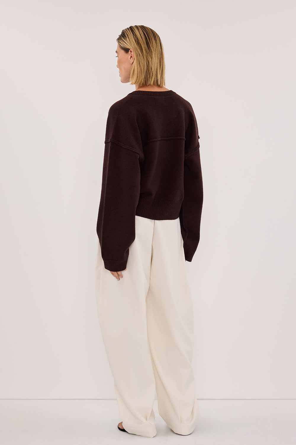 PAIGE CHOC WOOL KNIT CARDIGAN – DISSH