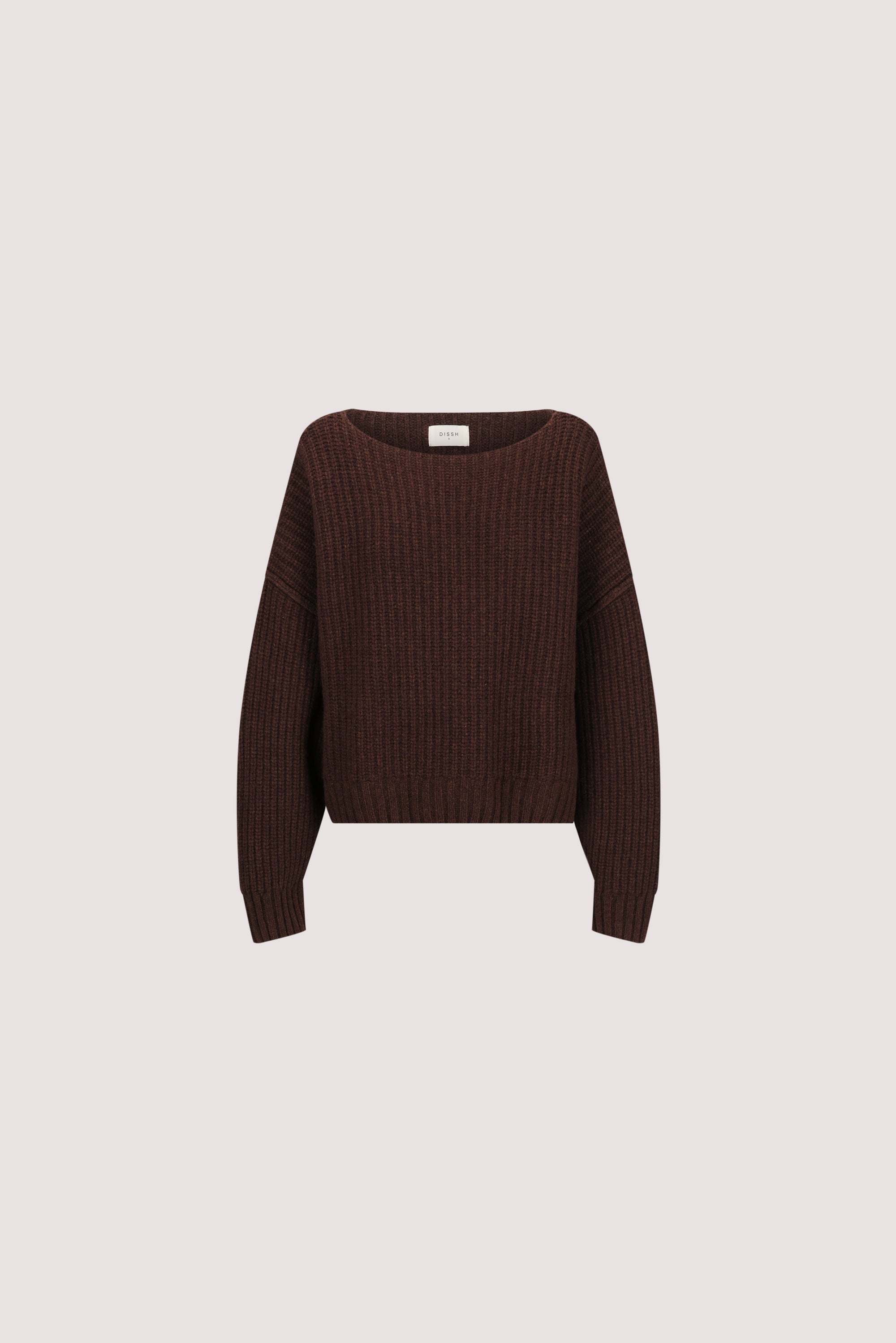 LIN CHOCOLATE BOAT NECK KNIT JUMPER