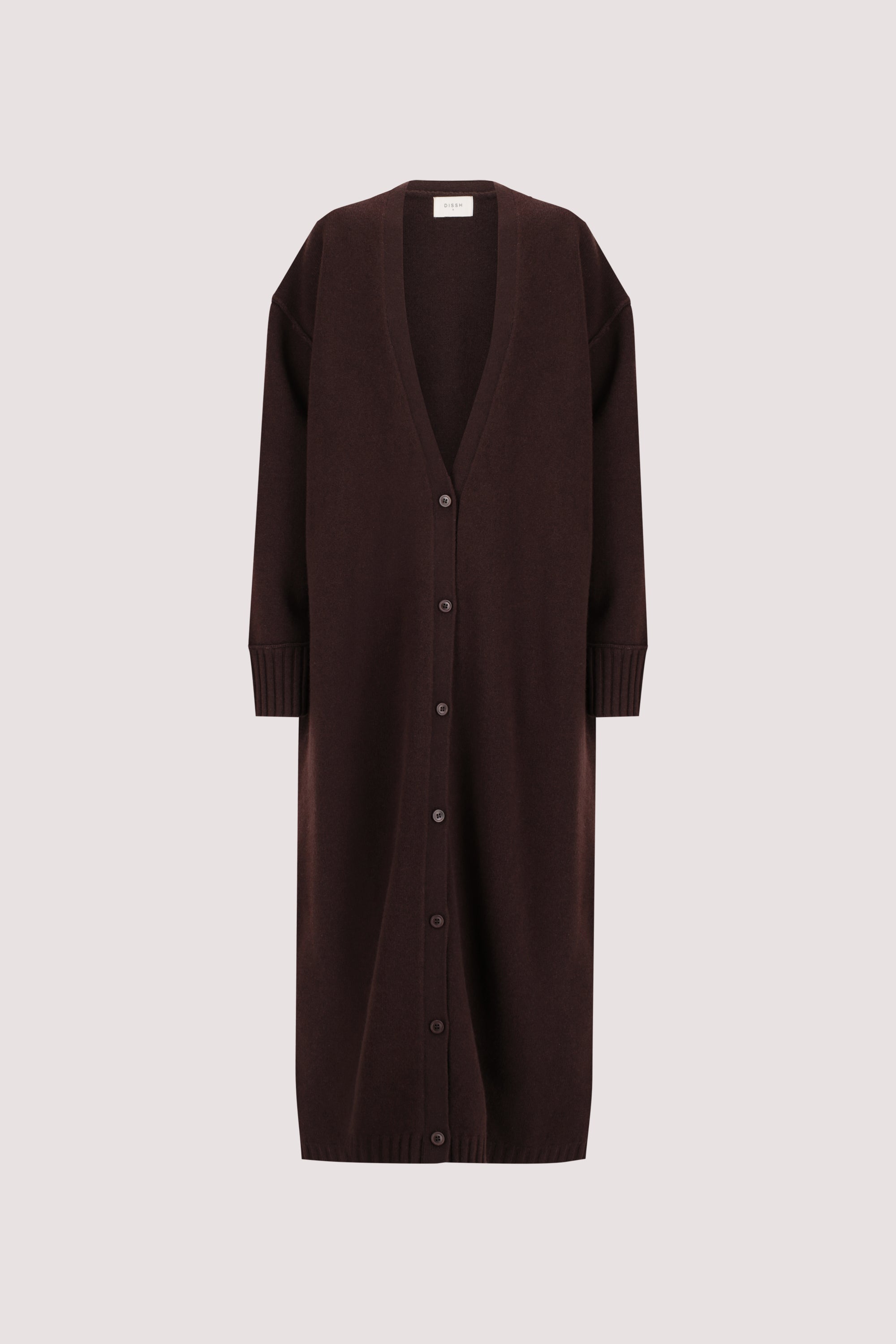PAIGE CHOC LONGLINE WOOL KNIT COAT – DISSH