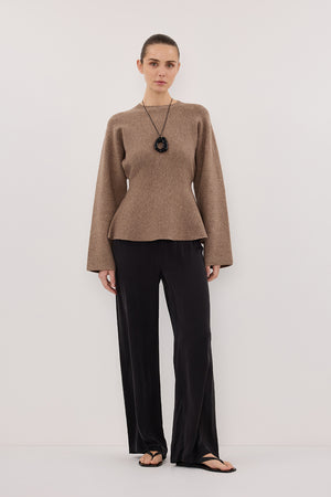 LANIE CHOC LONG SLEEVE KNIT TOP