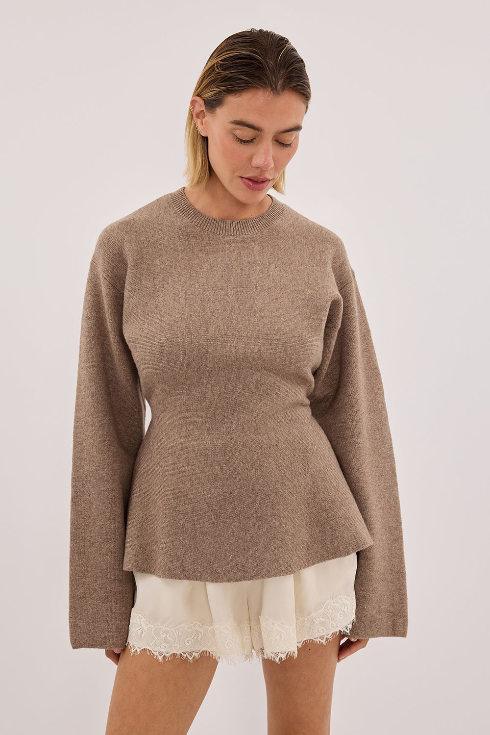 トップス cdghh linen knit LANIE CHOC MARLE KNIT TOP – DISSH