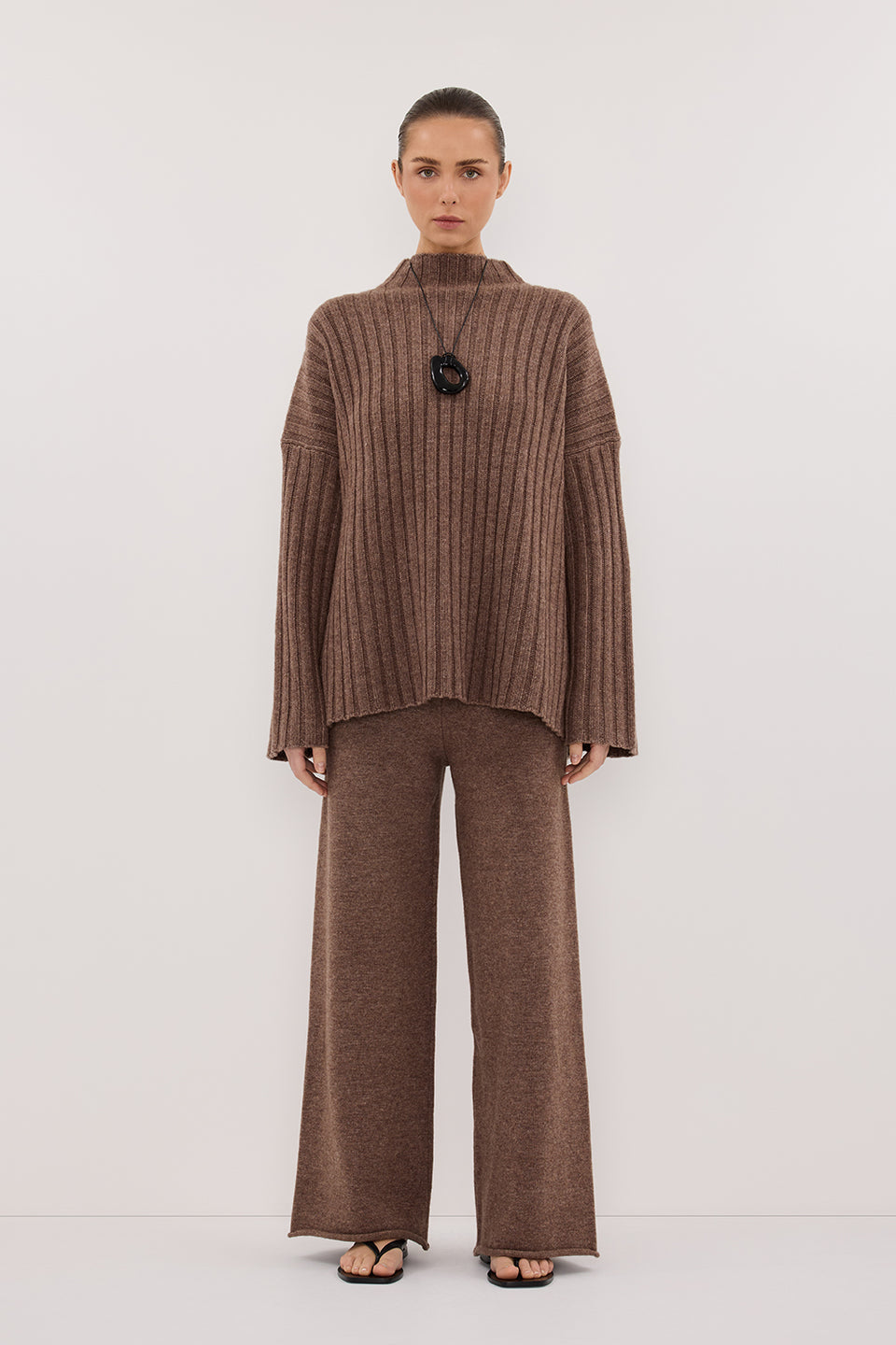 TUCSON MOCHA HIGH NECK KNIT JUMPER