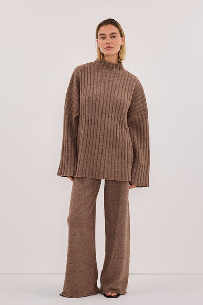 TUCSON MOCHA HIGH NECK KNIT JUMPER – DISSH