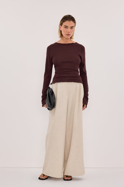 BLAKE PLUM BOAT NECK KNIT TOP – DISSH