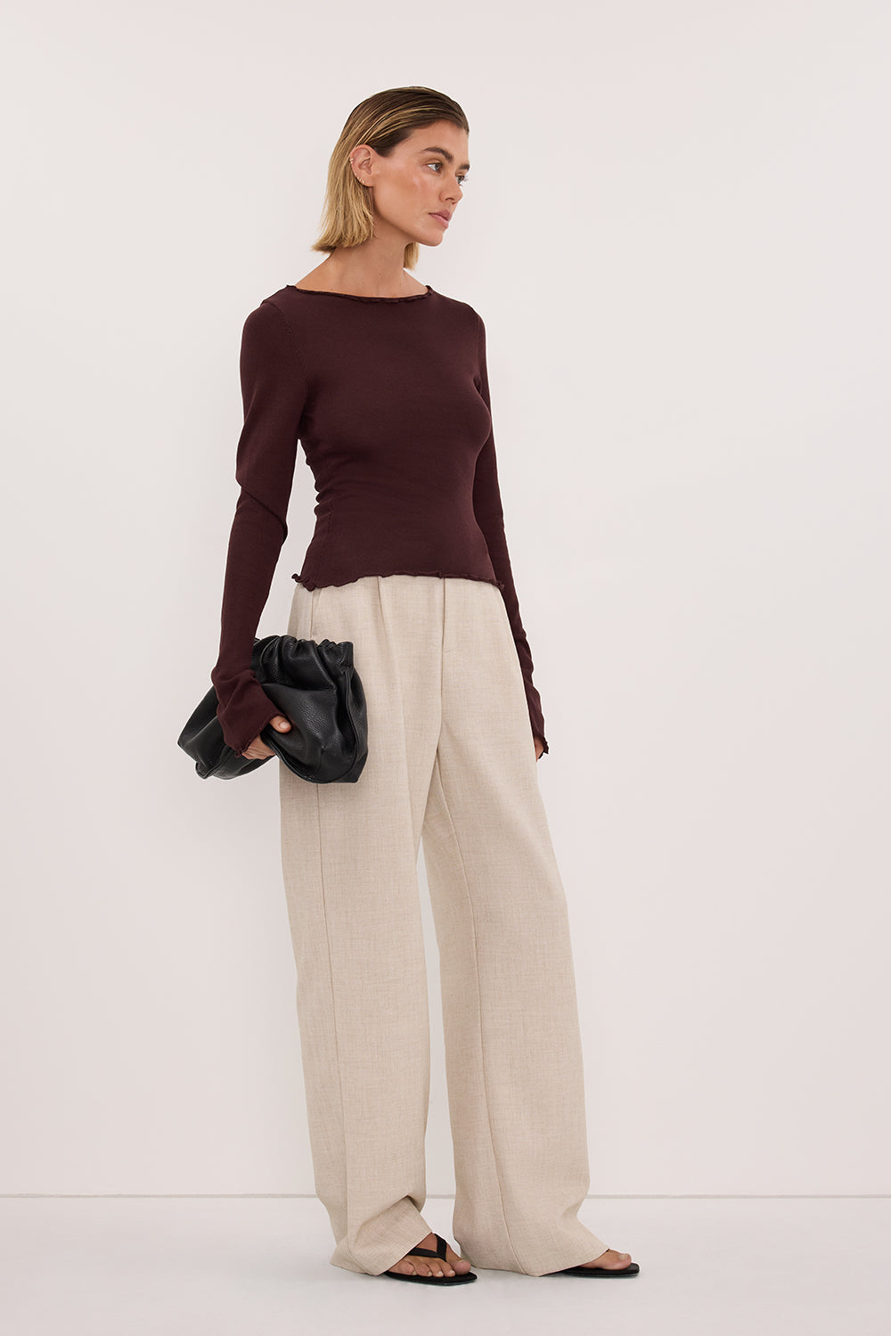 BLAKE PLUM LONG SLEEVE BOAT NECK KNIT TOP