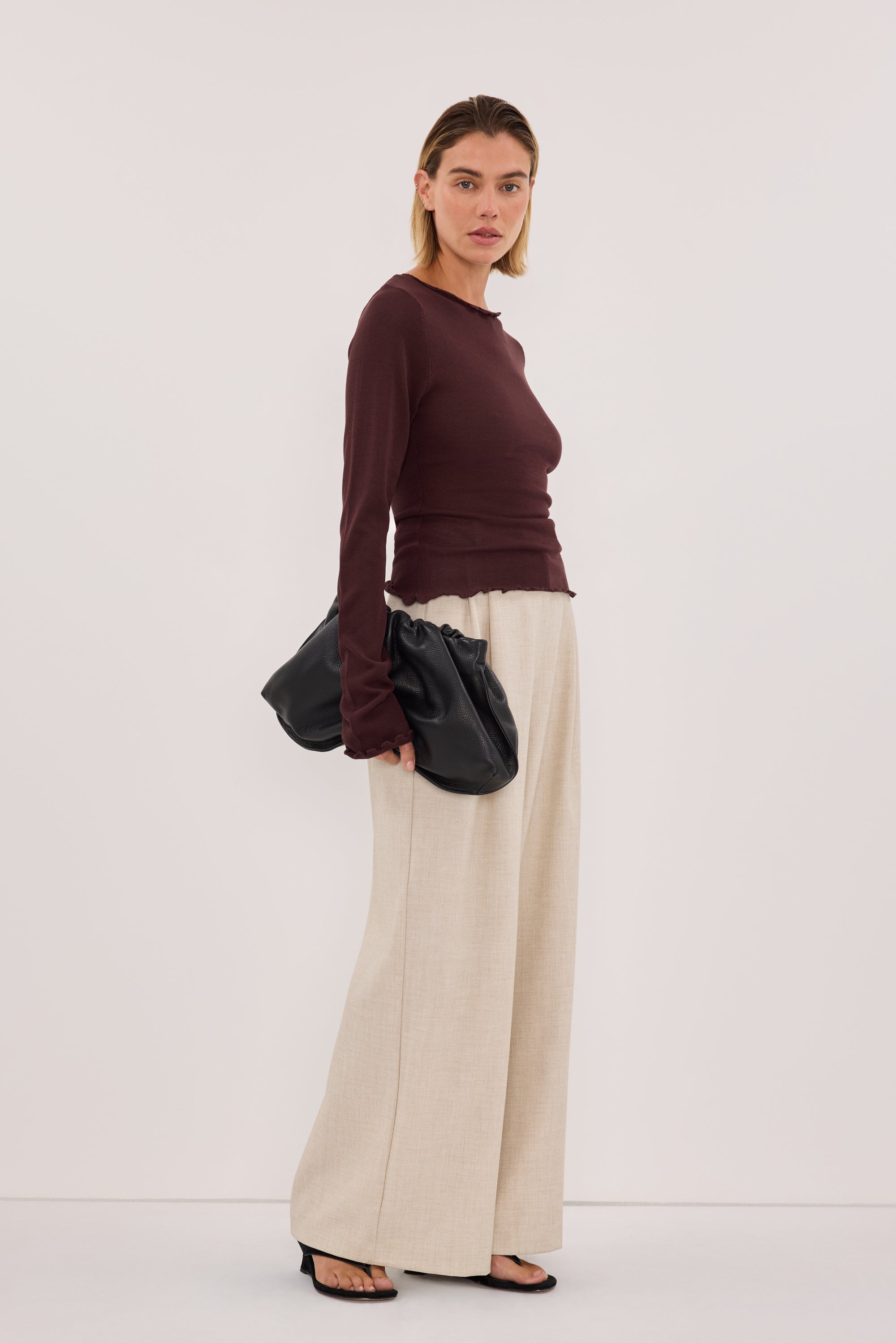 BLAKE PLUM LONG SLEEVE BOAT NECK KNIT TOP