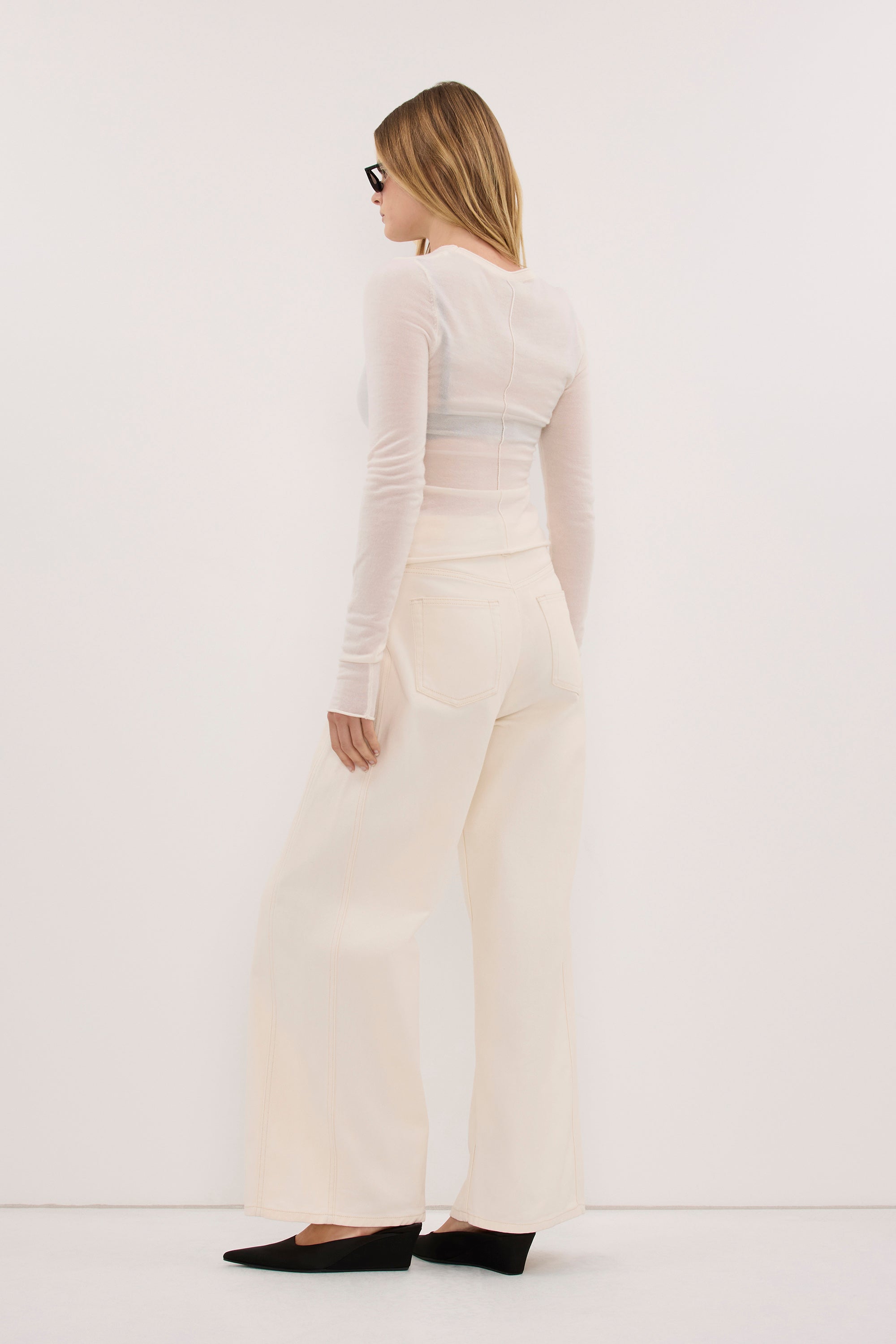 DUKE OFF WHITE LONG SLEEVE MERINO KNIT TOP