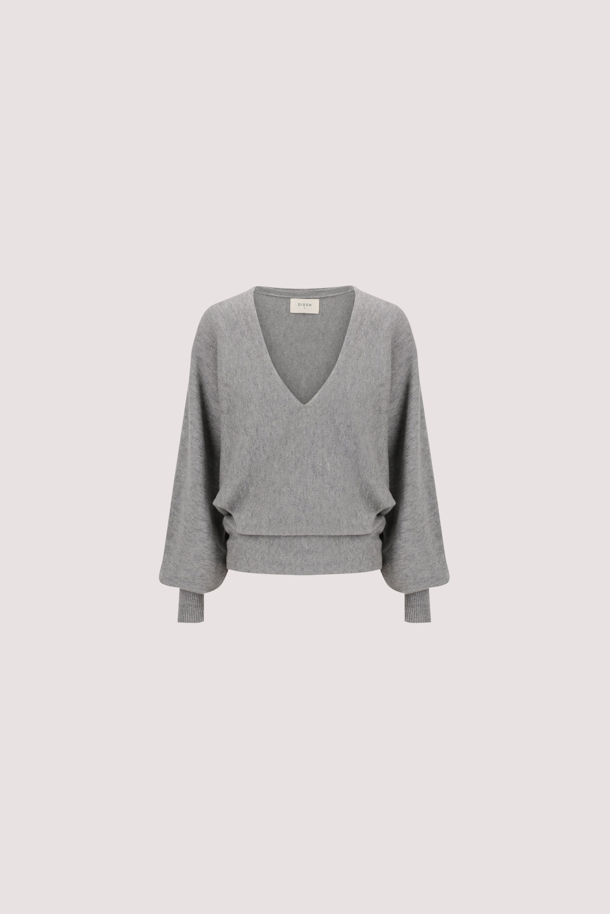 LUMI GREY MARLE V NECK MERINO KNIT JUMPER