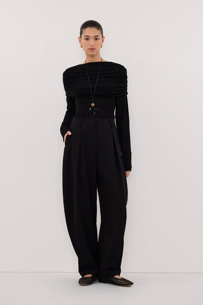 Aude wearing IVY BLACK MERINO LONG SLEEVE TOP