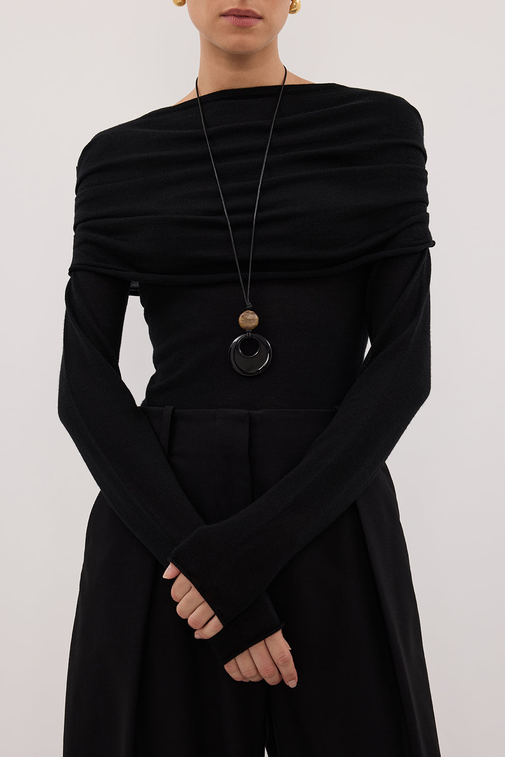 IVY BLACK MERINO LONG SLEEVE TOP