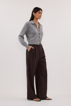 KYRA SILVER LONG SLEEVE MERINO WOOL CARDIGAN