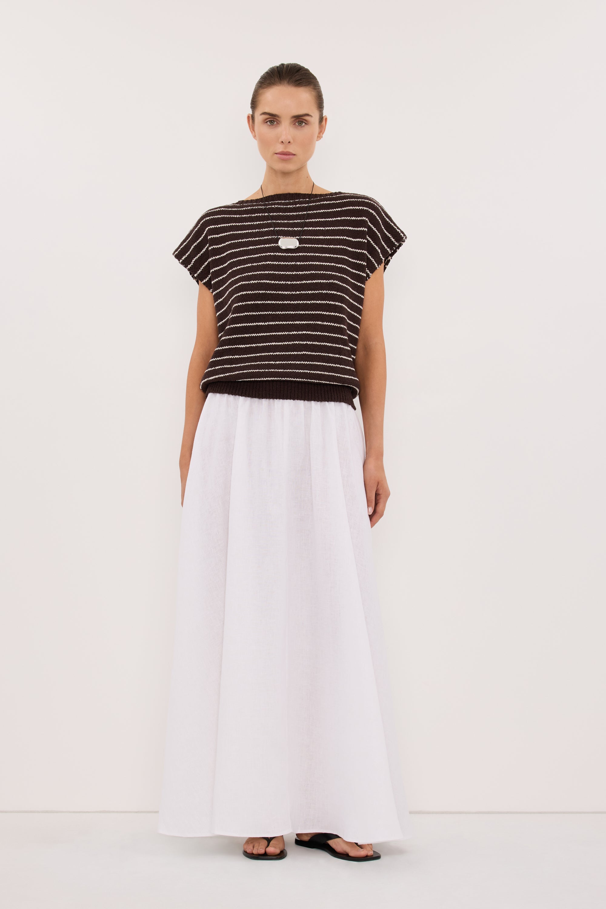 ASPEN CHOC STRIPE KNIT TOP