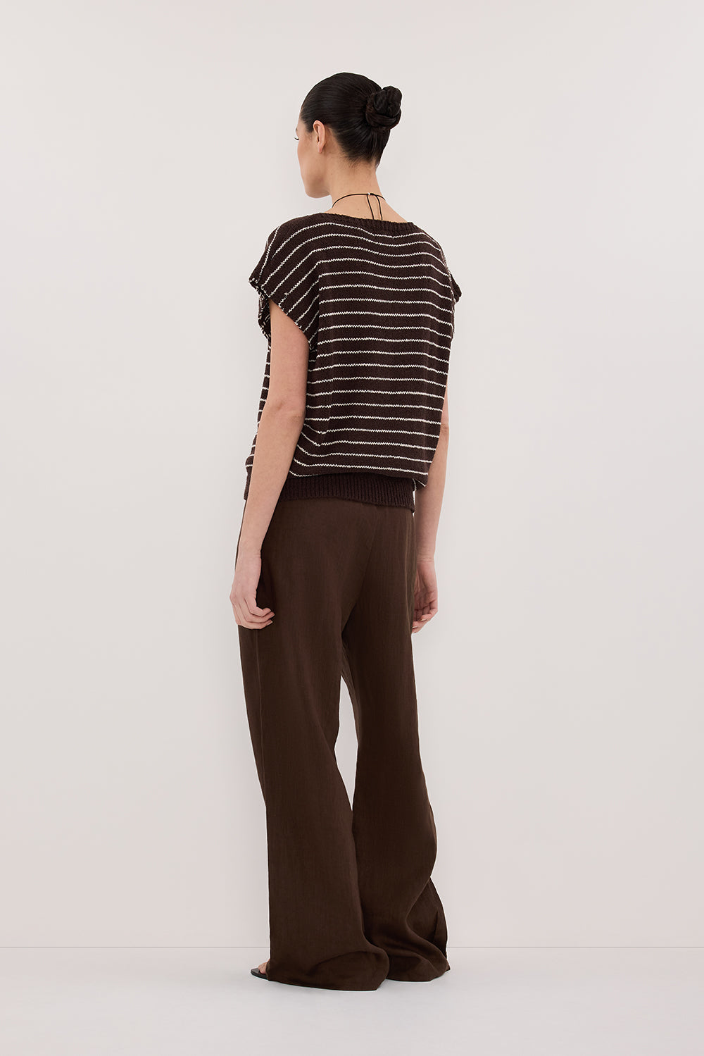 ASPEN CHOC STRIPE KNIT TOP