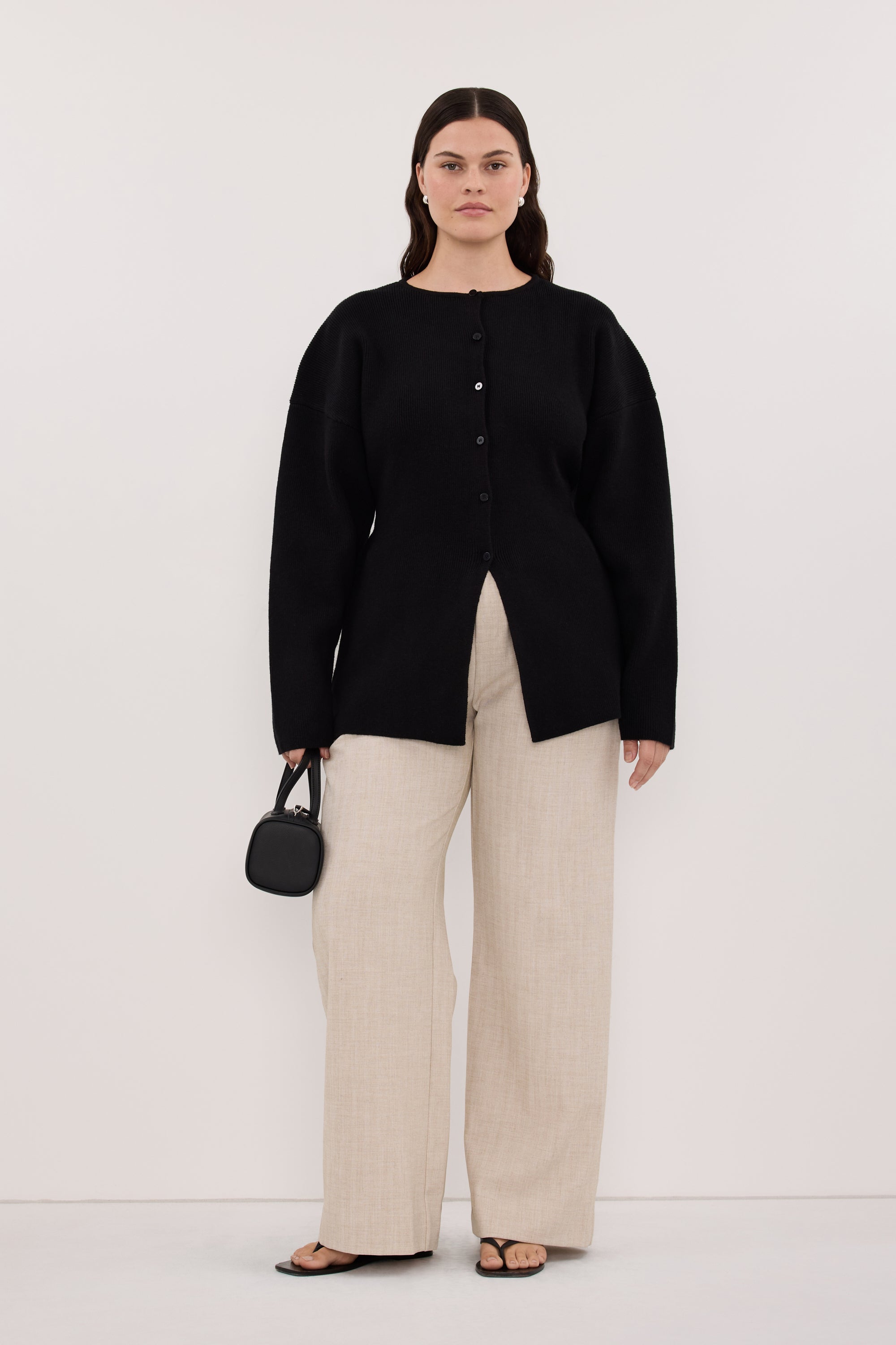 トップス Oblada MARTHA CARDIGAN MARTHA BLACK CINCHED CARDIGAN – DISSH