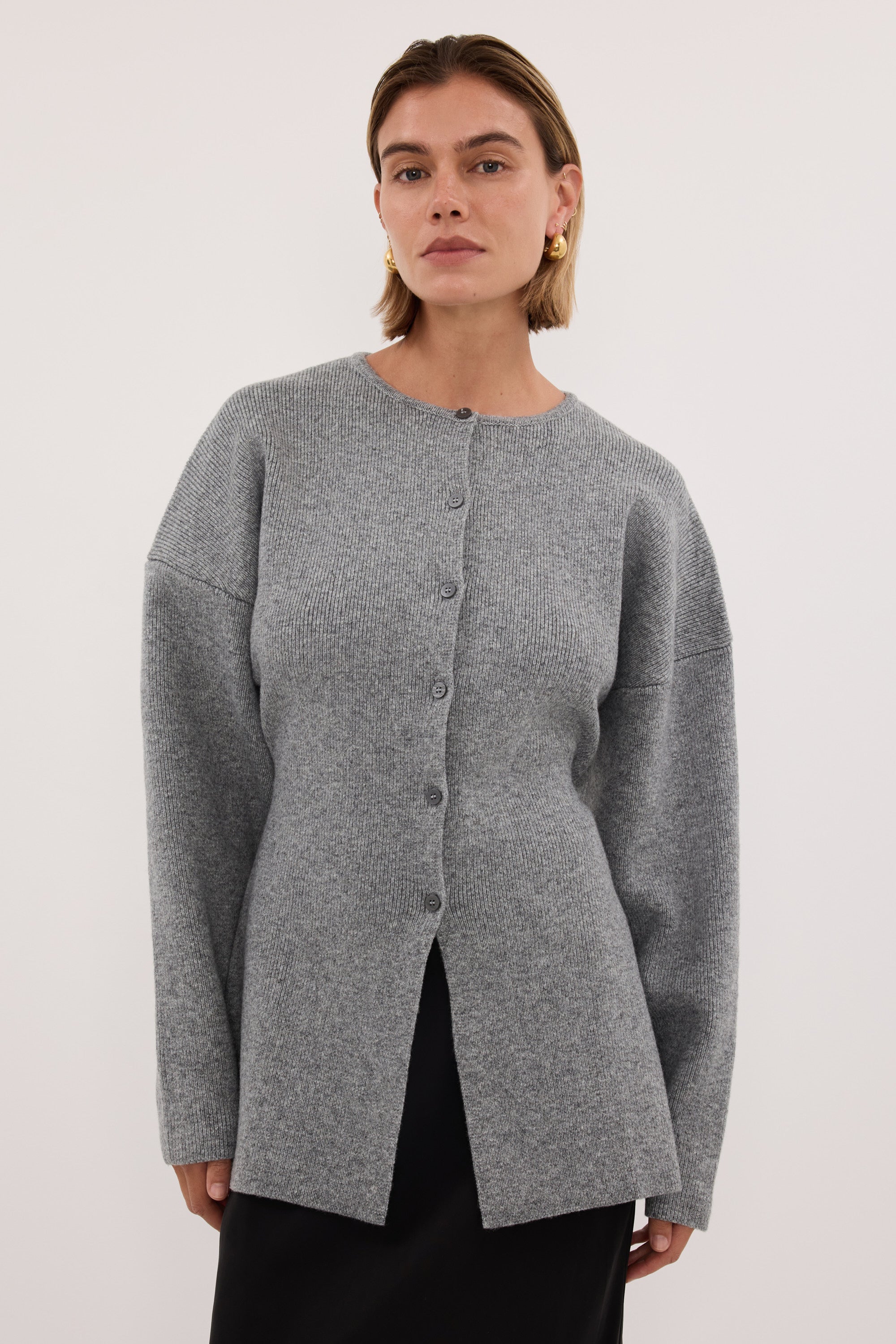 MARTHA GREY MARLE CINCHED CARDIGAN – DISSH