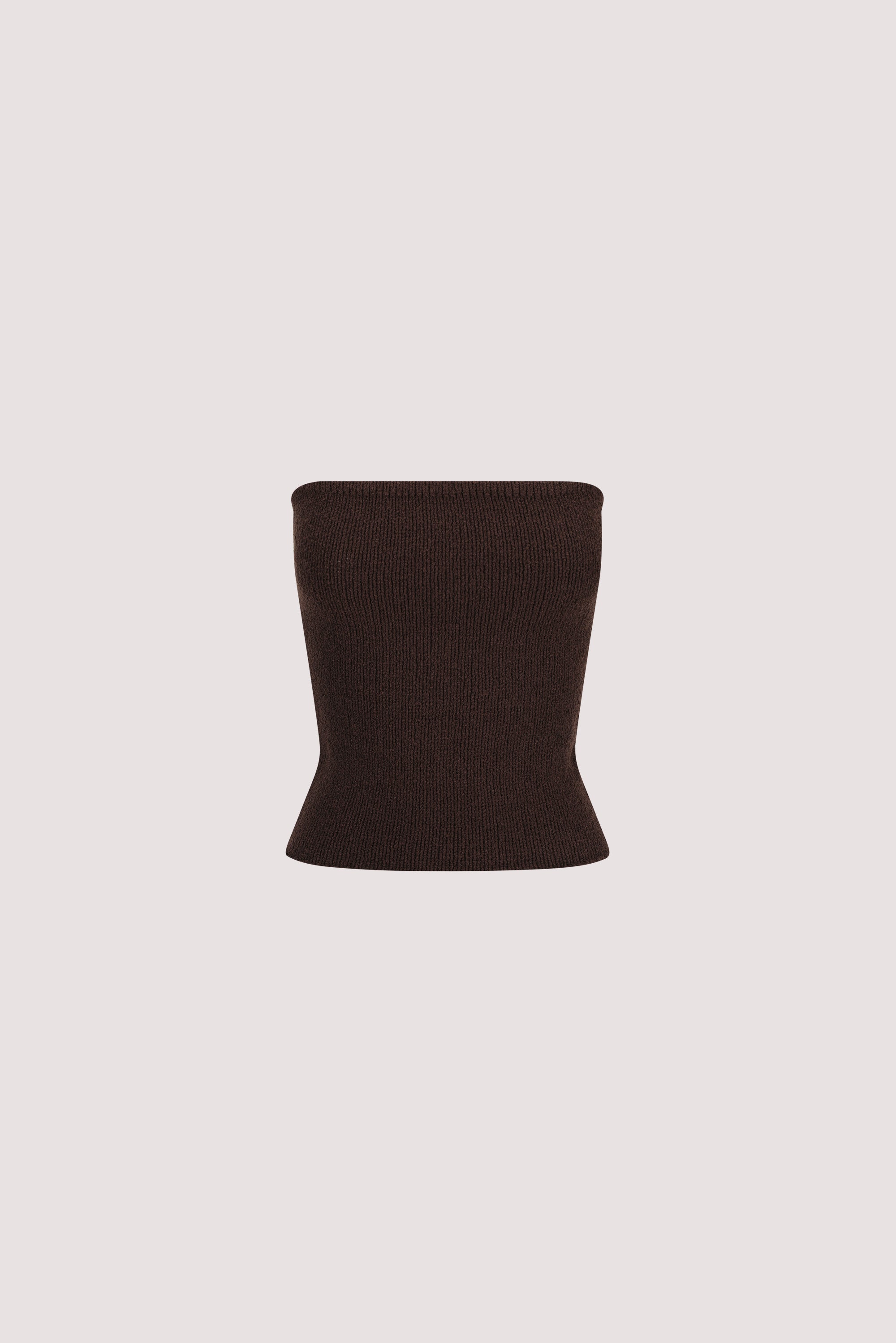 KARA CHOC STRAPLESS BANDEAU KNIT TOP