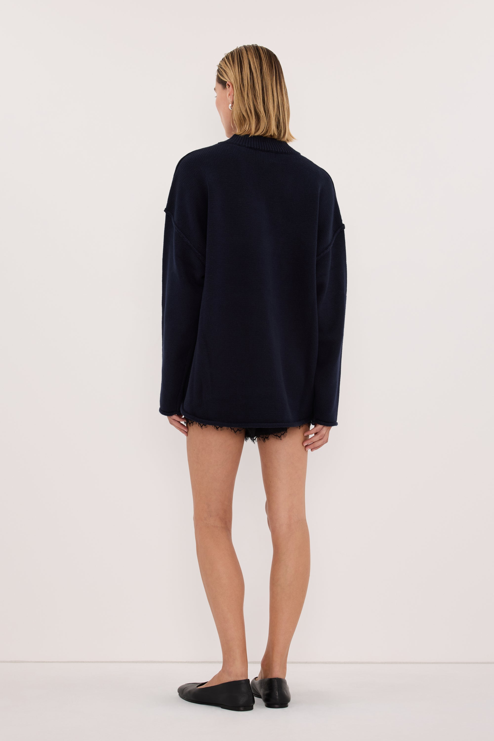 FLINT INK V NECK KNIT JUMPER