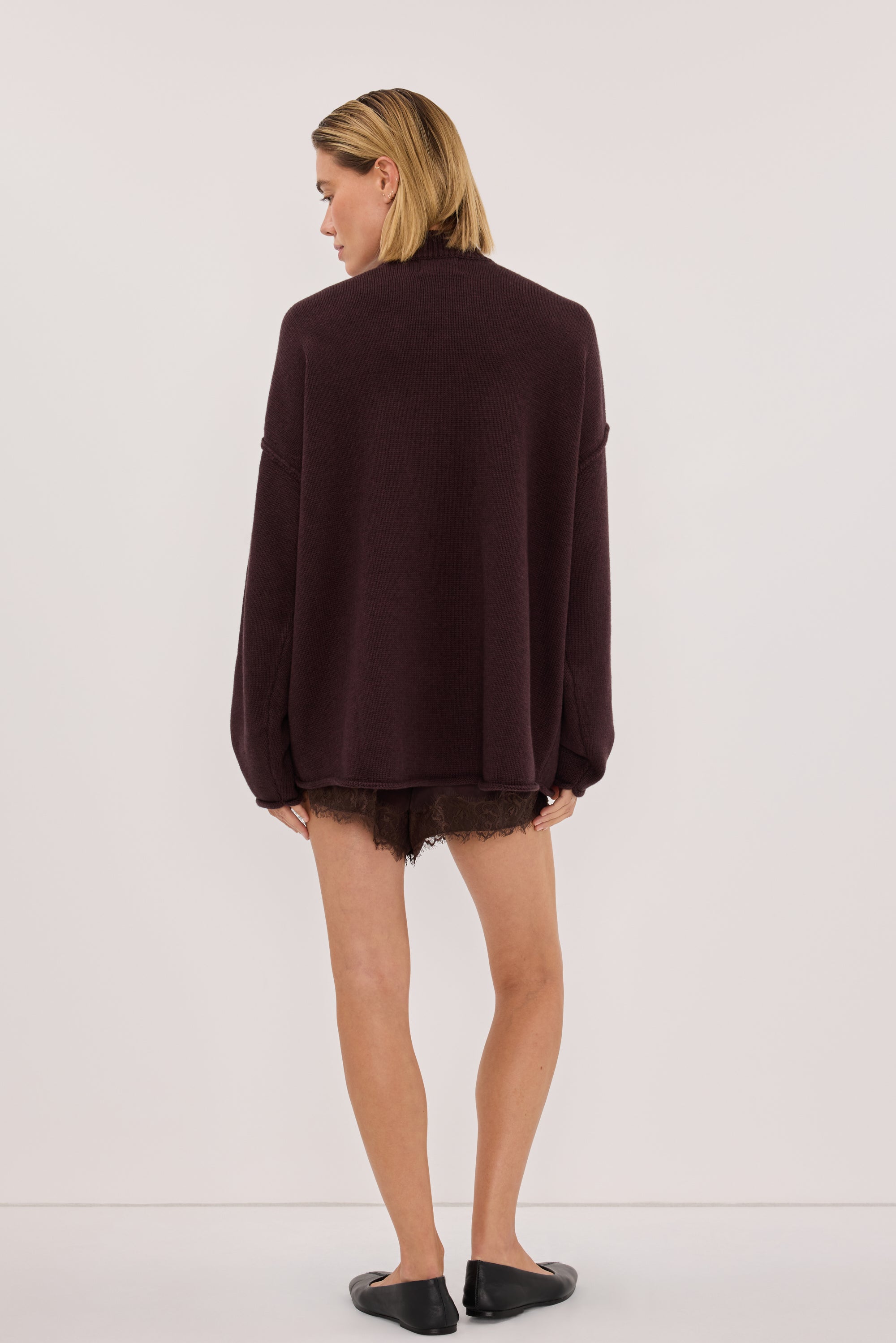 FLINT PLUM V NECK KNIT JUMPER
