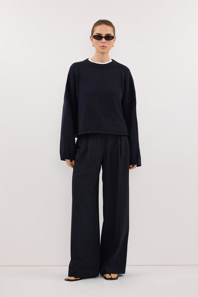 Stas wearing BAY INK KNIT JUMPER