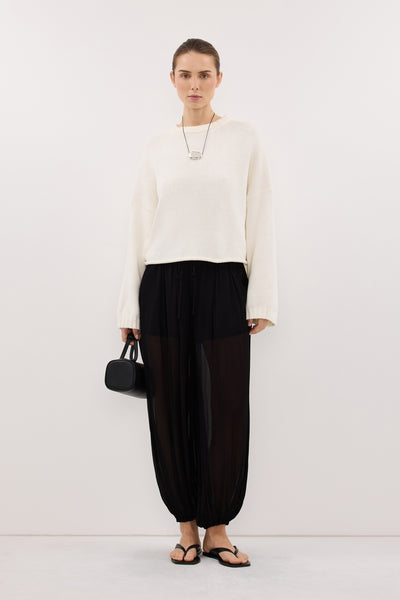 Stas wearing BAY IVORY KNIT JUMPER