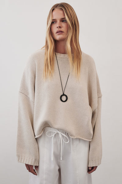 Zoe wearing BAY PLASTER KNIT JUMPER