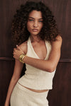 DINA NATURAL SLEEVELESS HALTER KNIT TOP