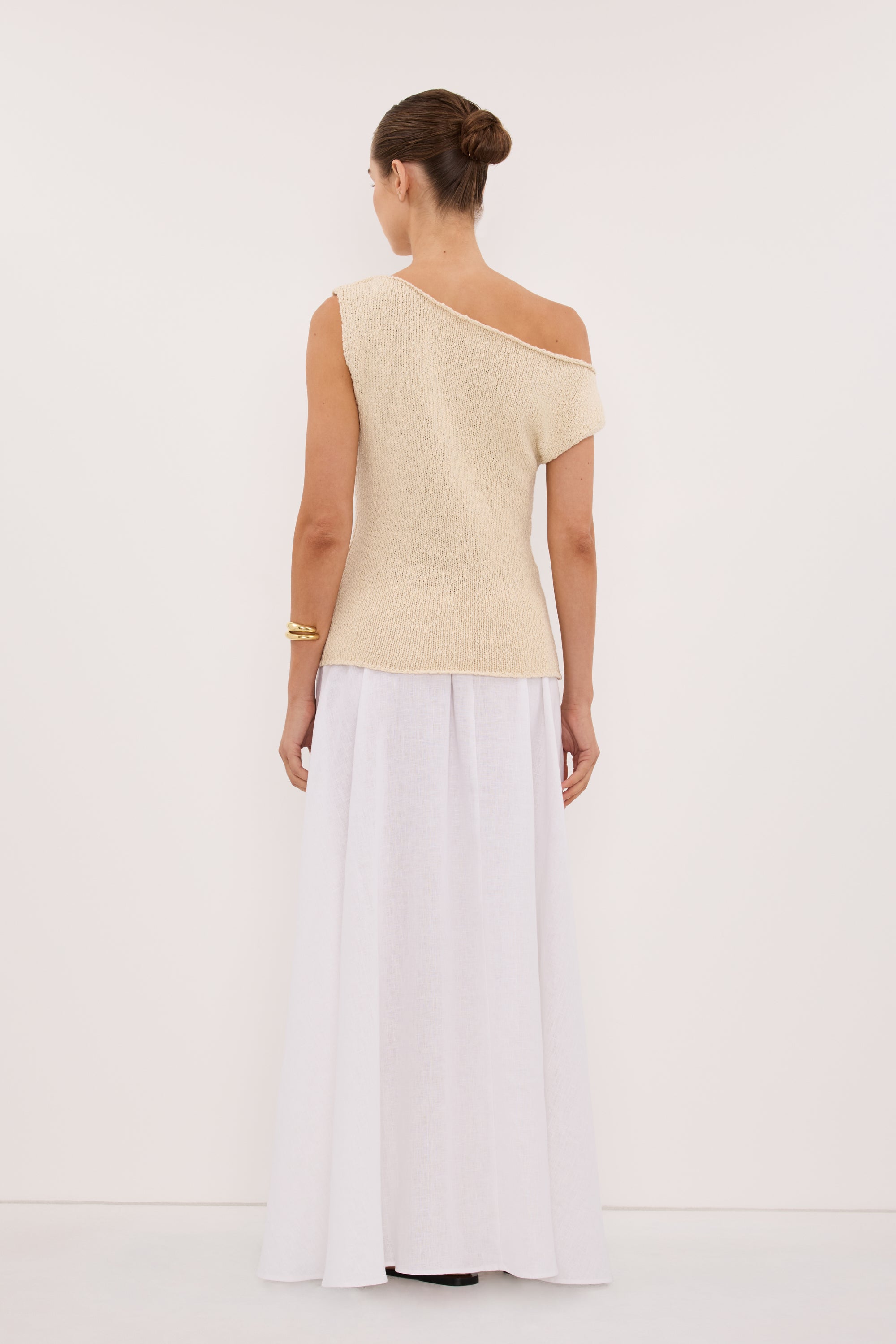 DINA NATURAL COTTON ASYM KNIT TOP