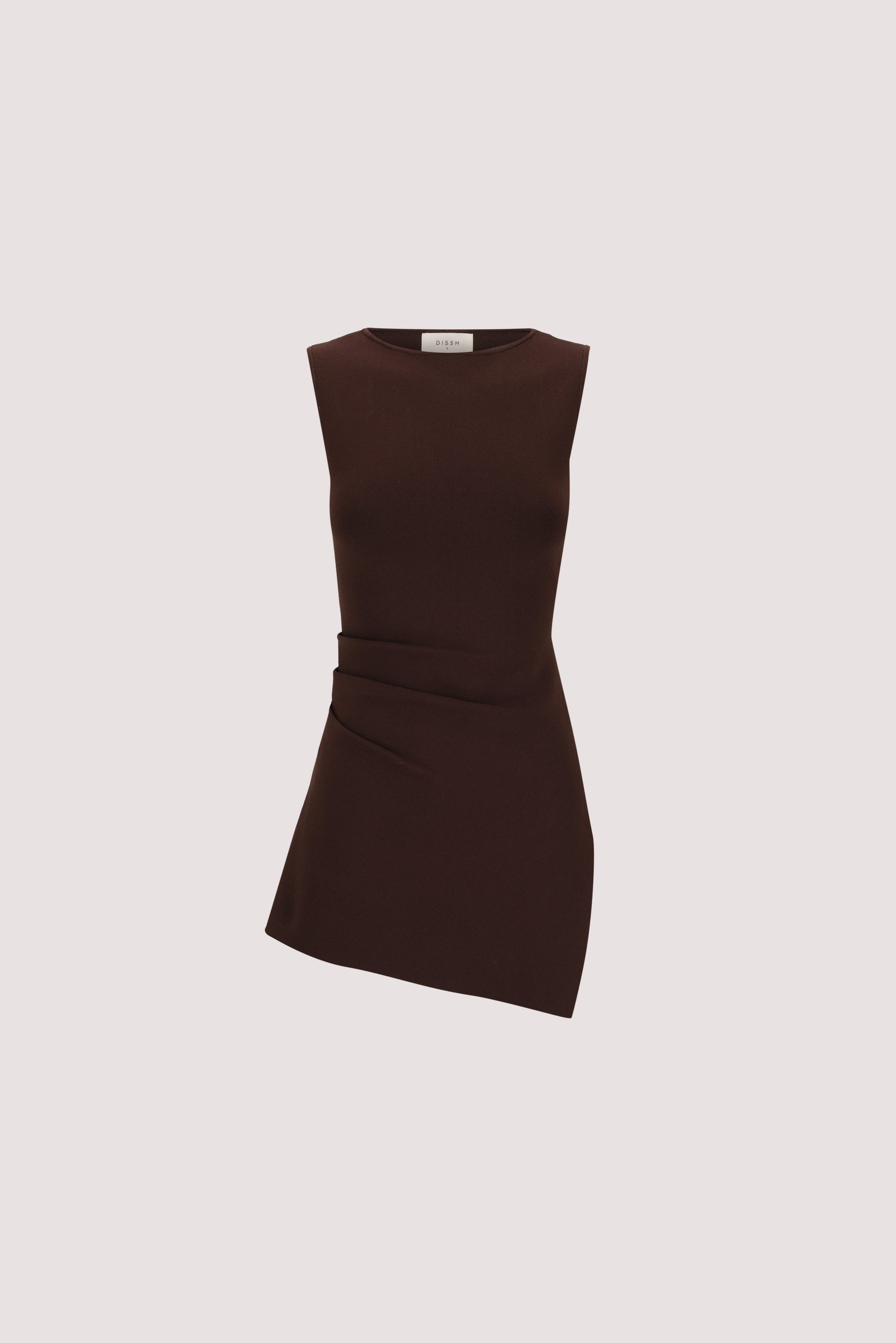 CLEO CHOC SLEEVELESS LONGLINE KNIT TOP