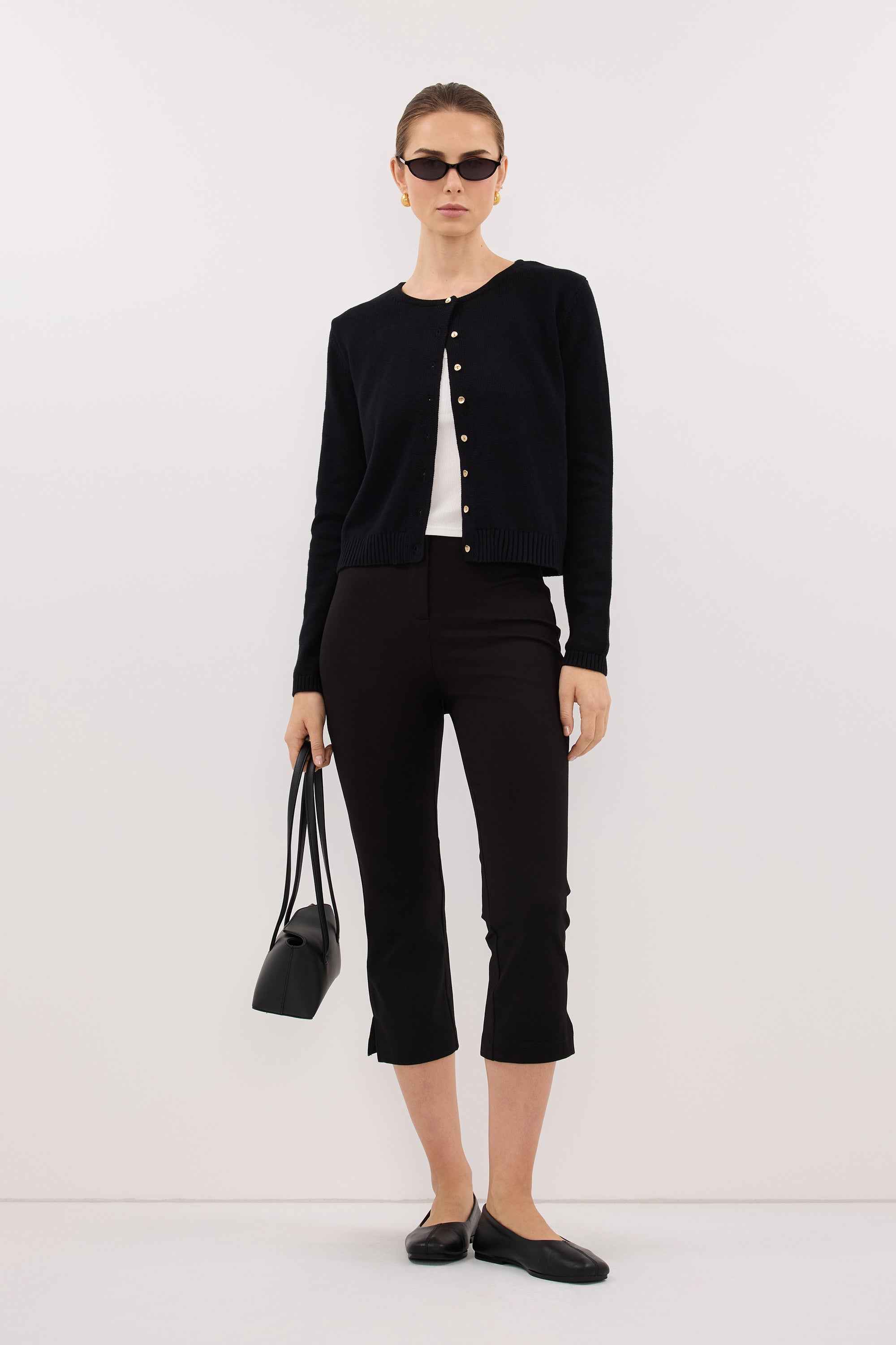 LISE BLACK LIGHT KNIT CARDIGAN – DISSH